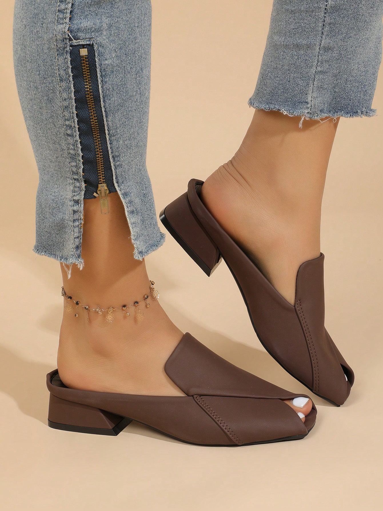 In Coffee Brown Women Heeled Sandals