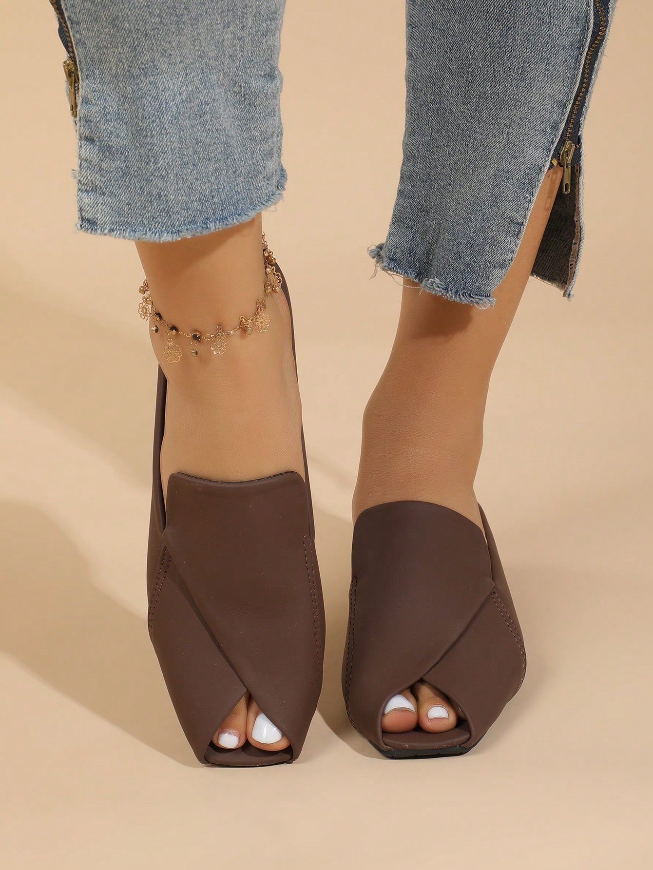 In Coffee Brown Women Heeled Sandals