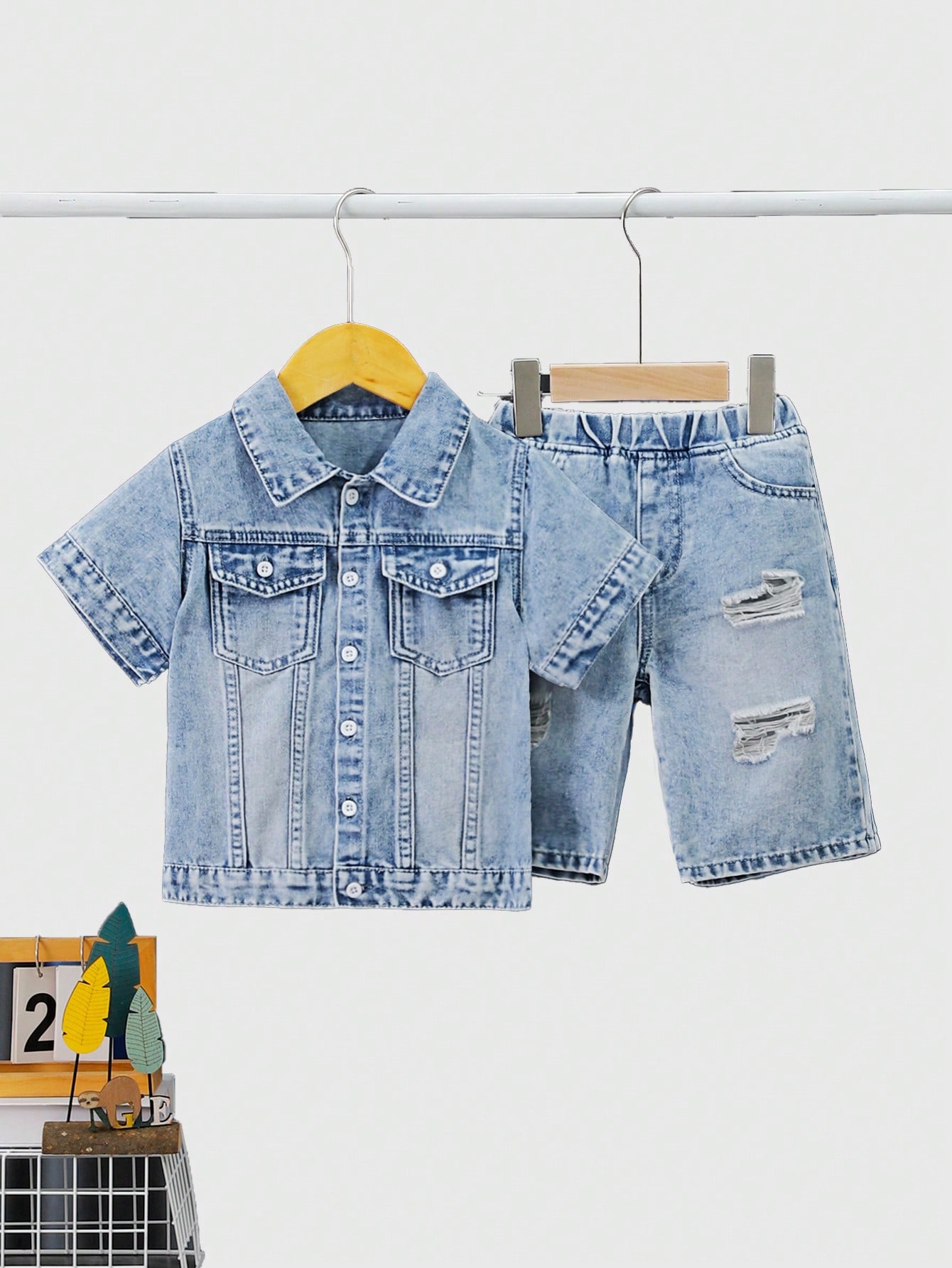 Young Boys Denim Two-piece Outfits