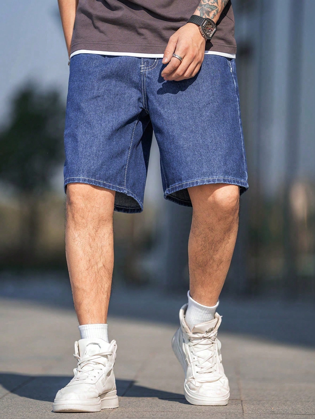 Men Plus Size Denim Shorts