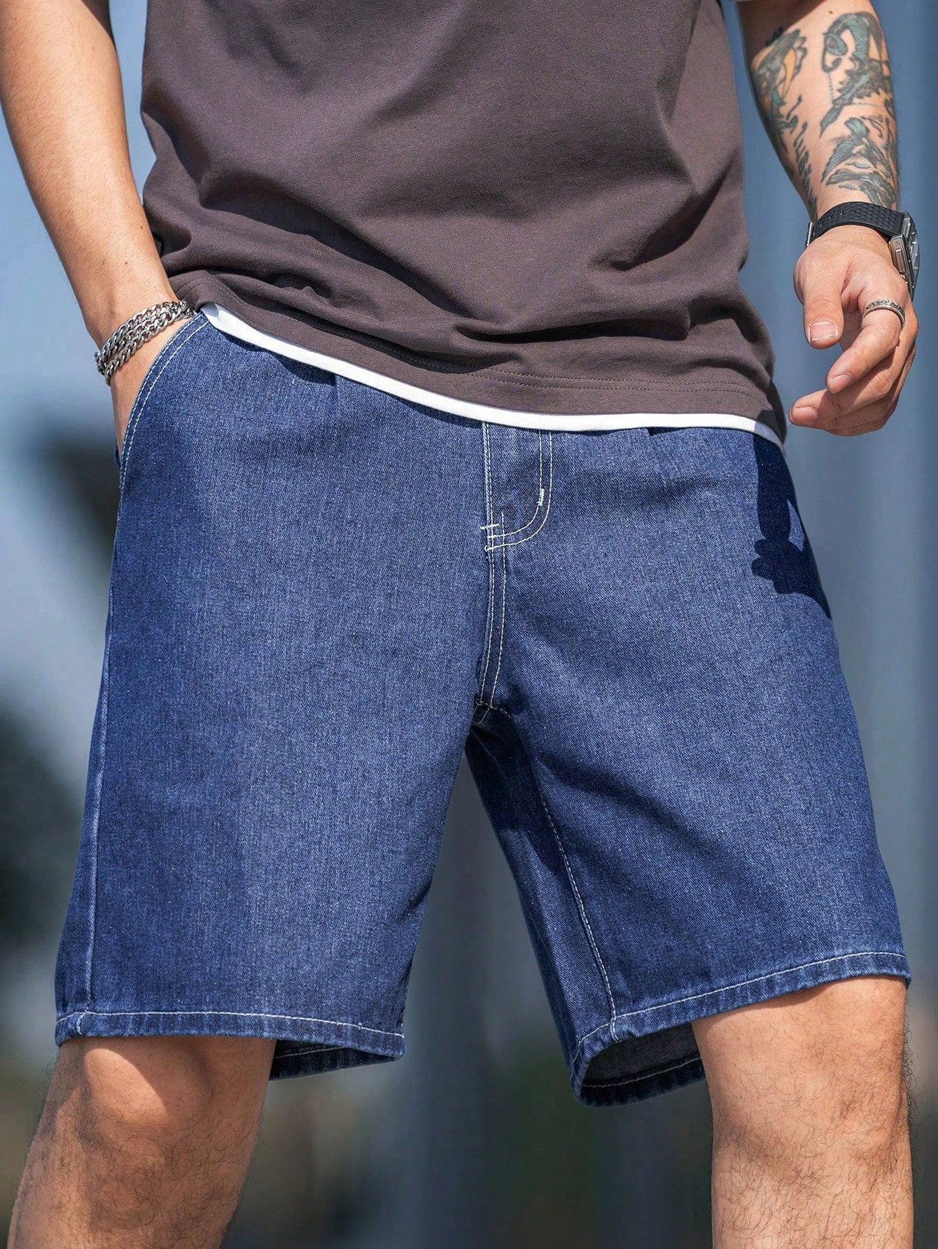 Men Plus Size Denim Shorts