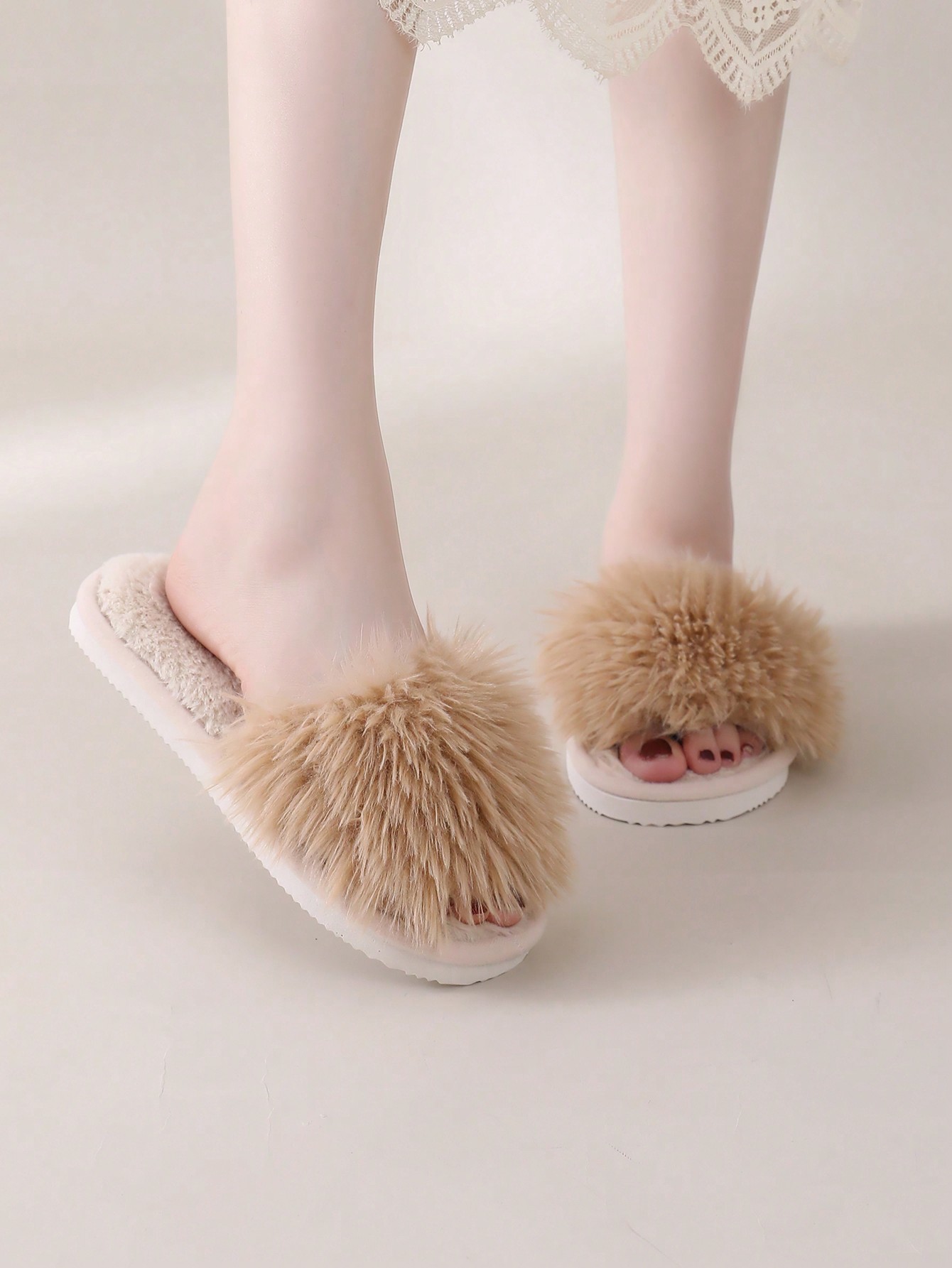 In Beige Women Home Slippers