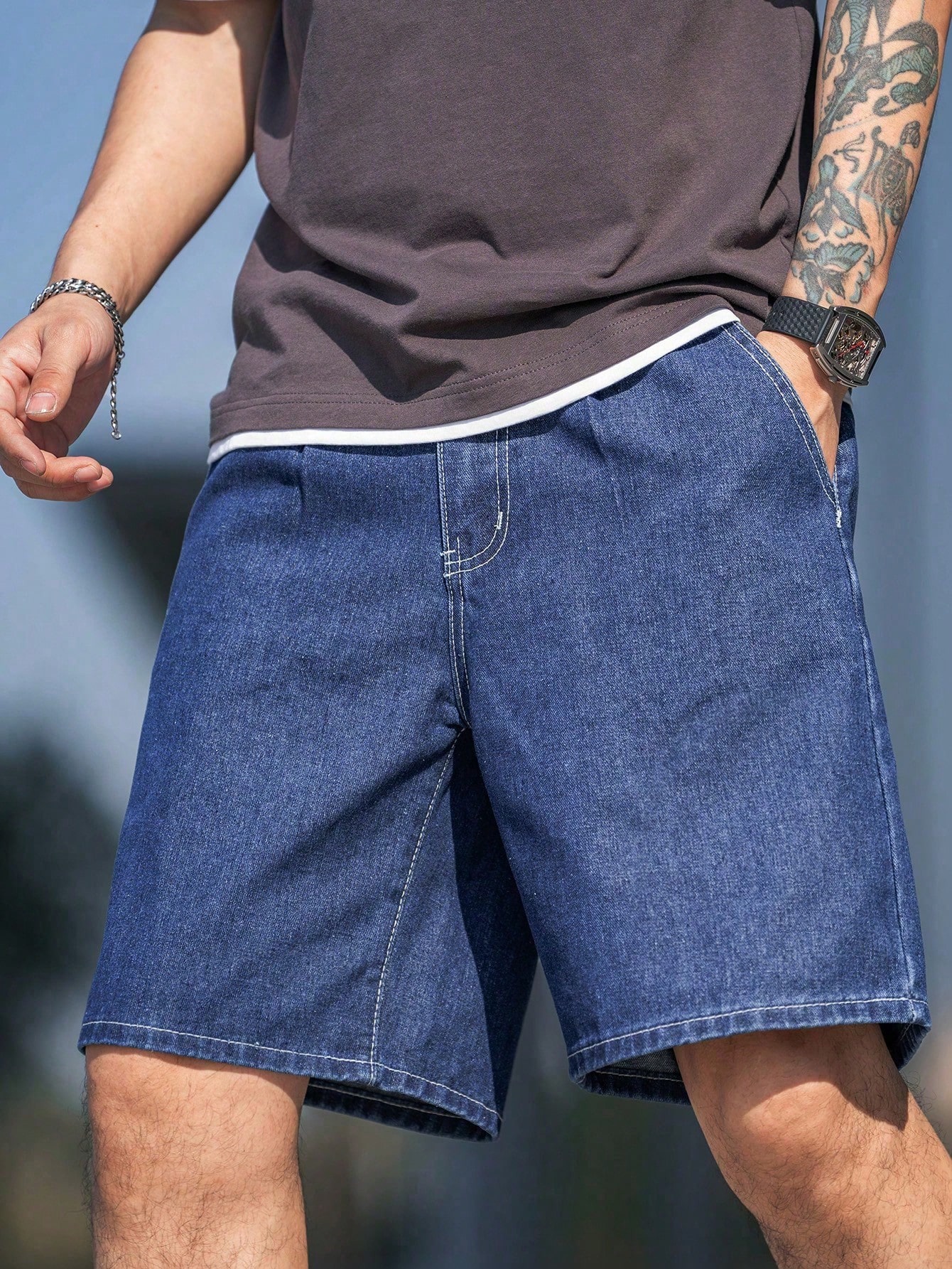 Men Plus Size Denim Shorts