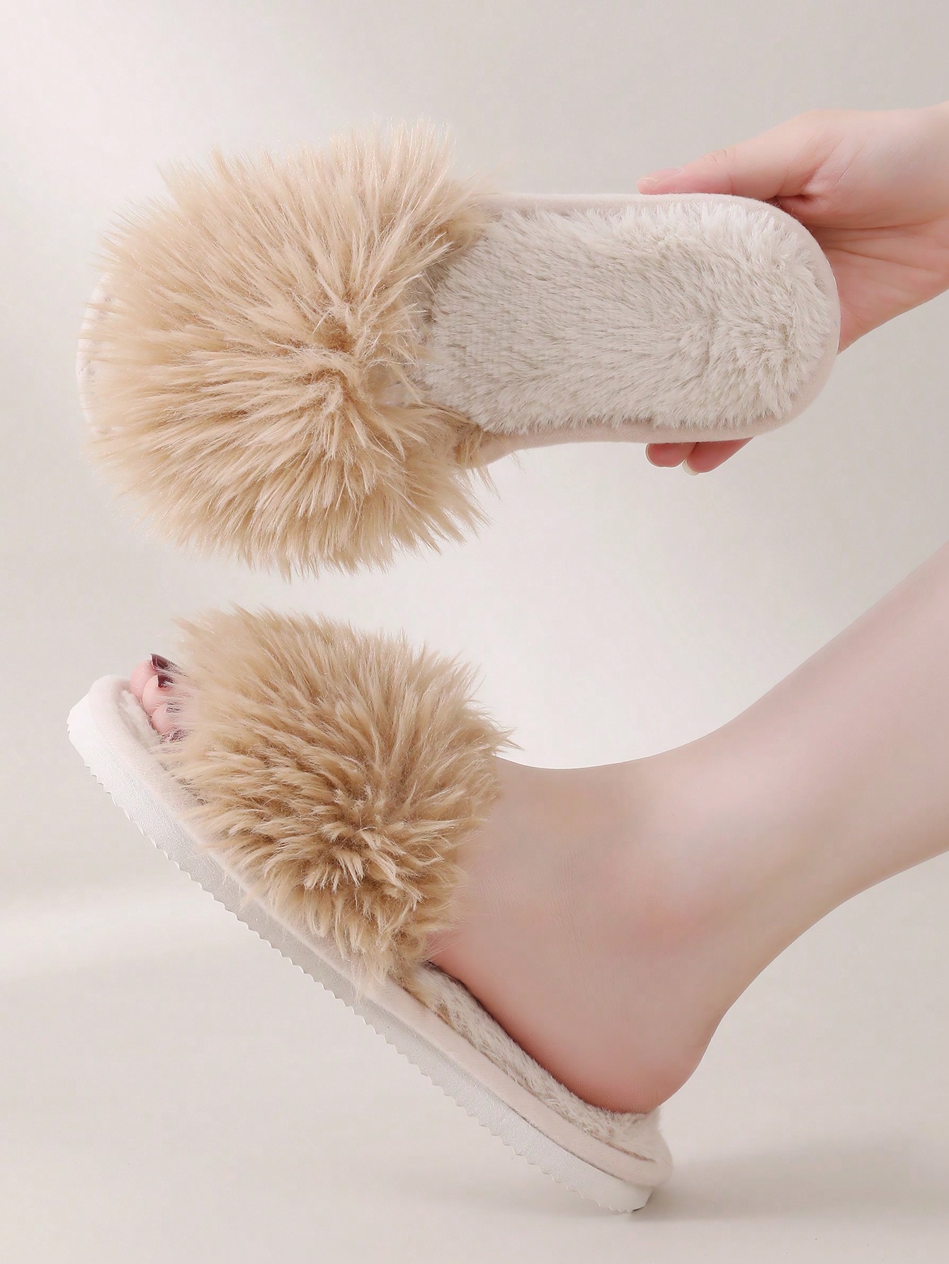 In Beige Women Home Slippers