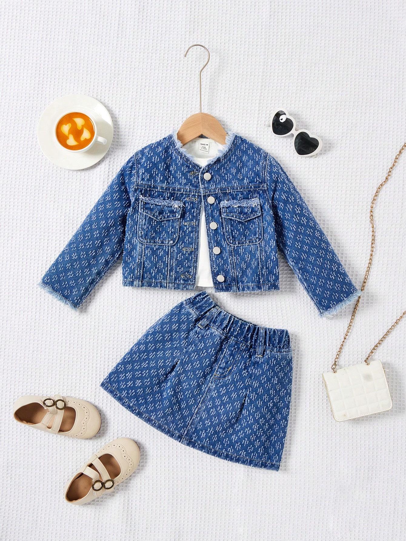 Young Girls Denim Two-piece Outfits