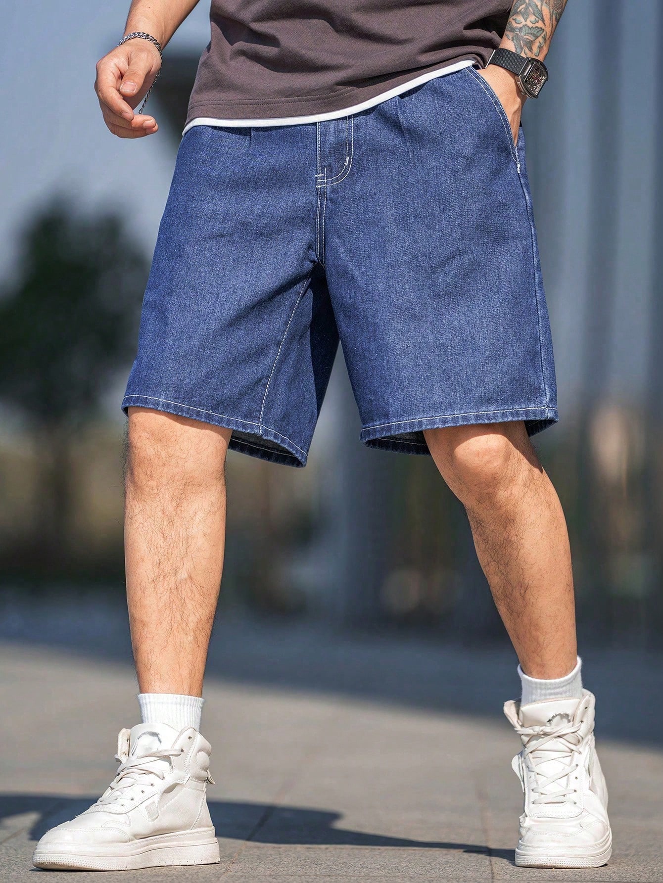 Men Plus Size Denim Shorts