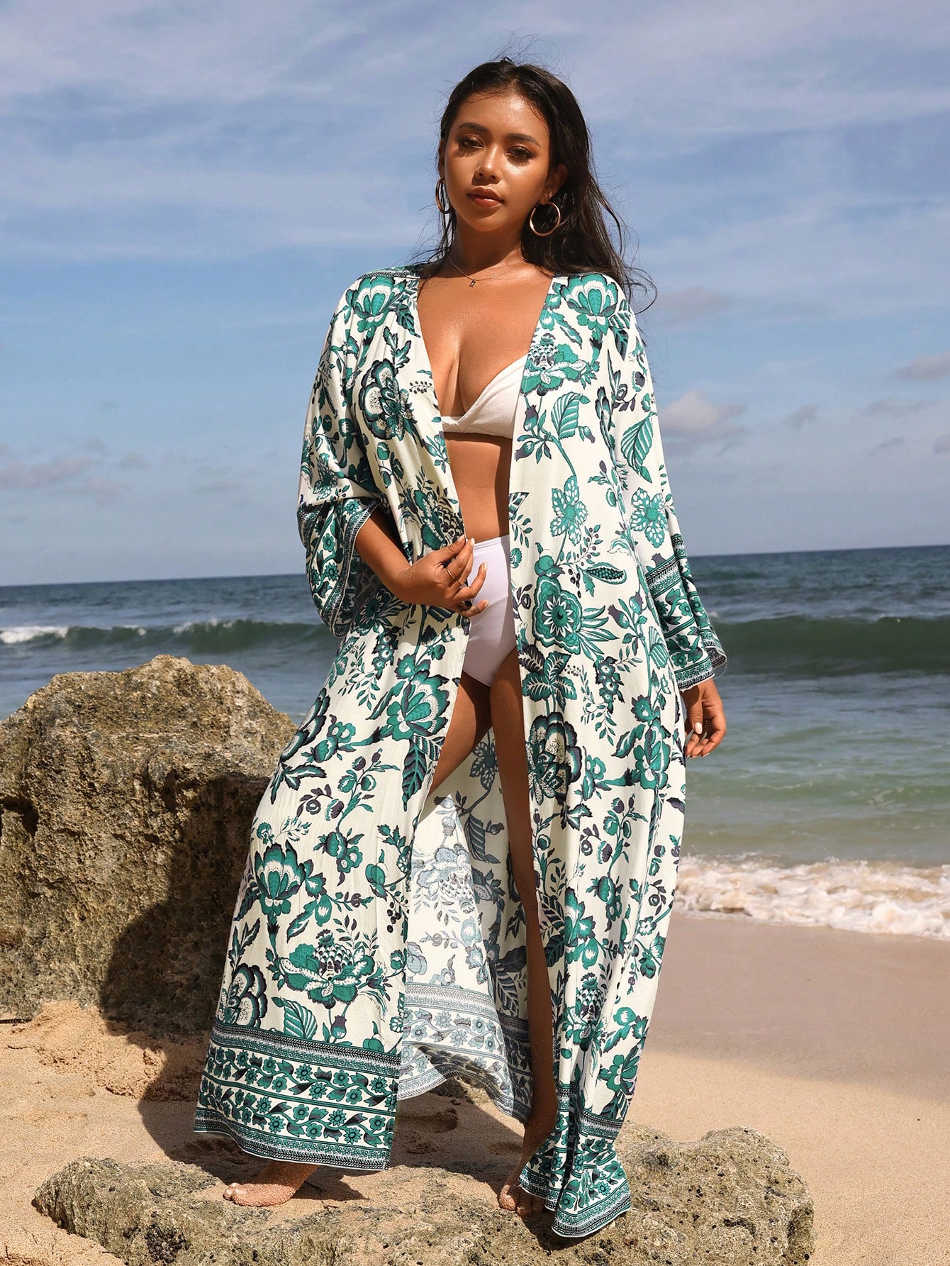 In Long Sleeve Plus Size Kimonos