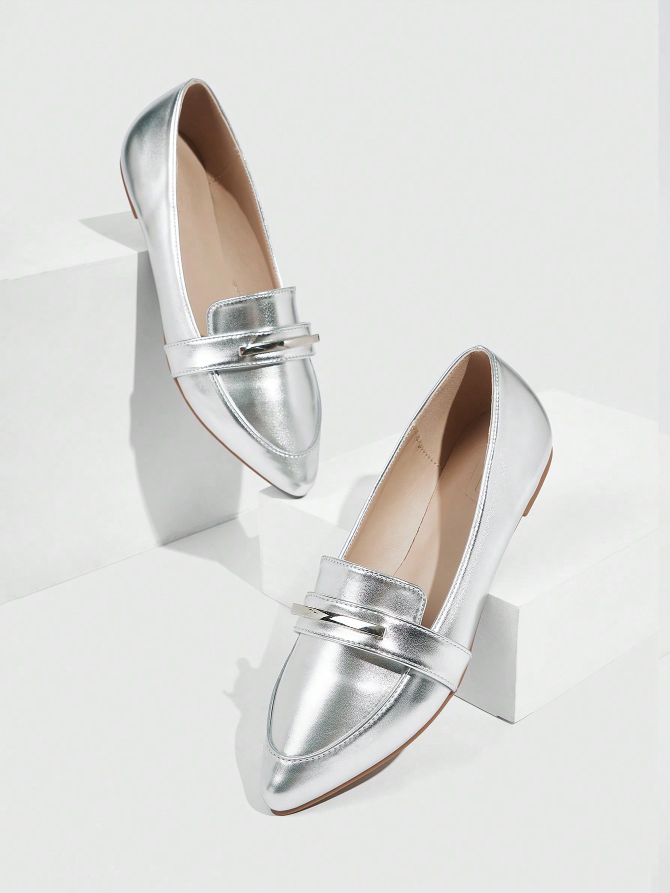 In Silver Women Flats