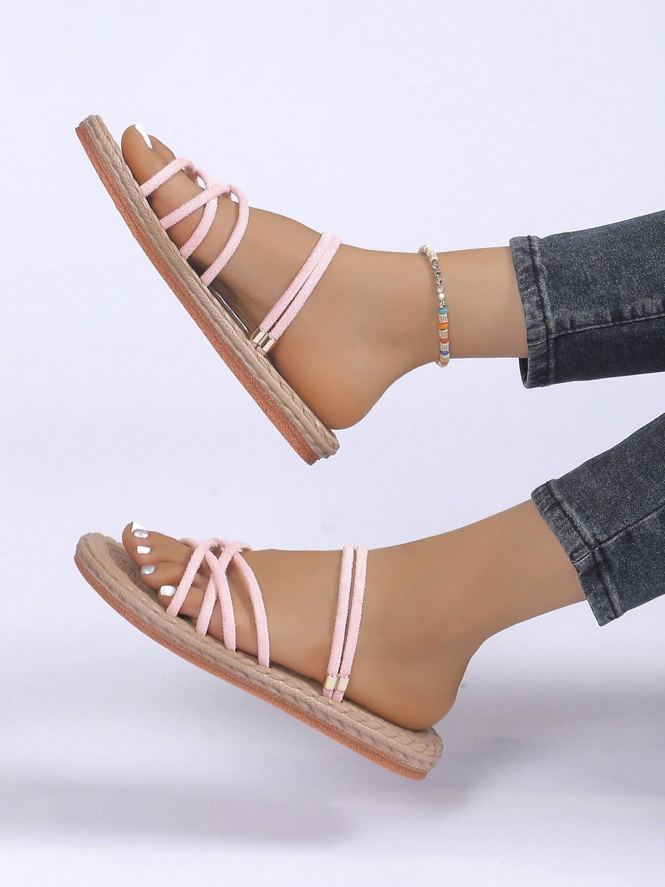 In Baby Pink Women Flat Sandals