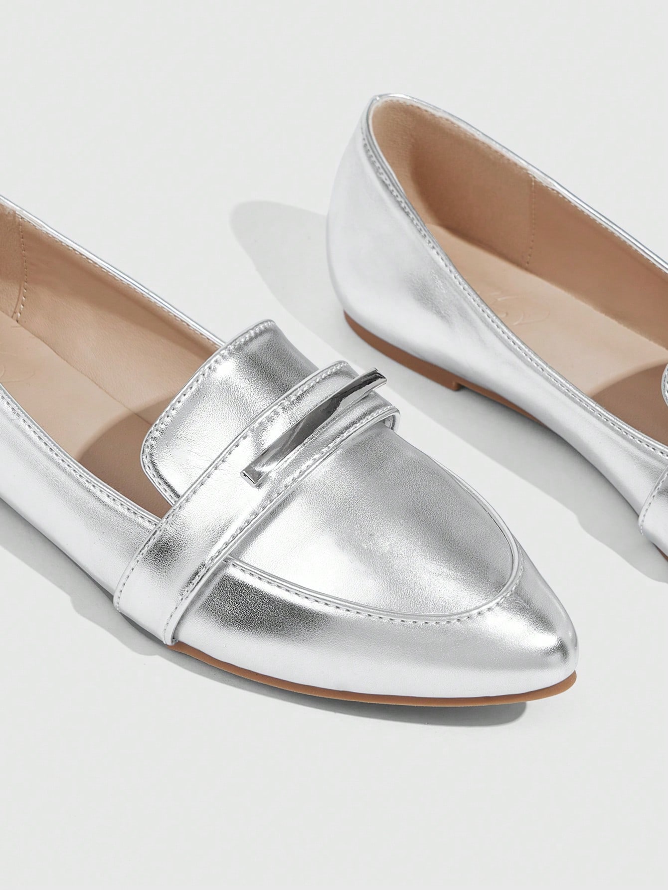 In Silver Women Flats