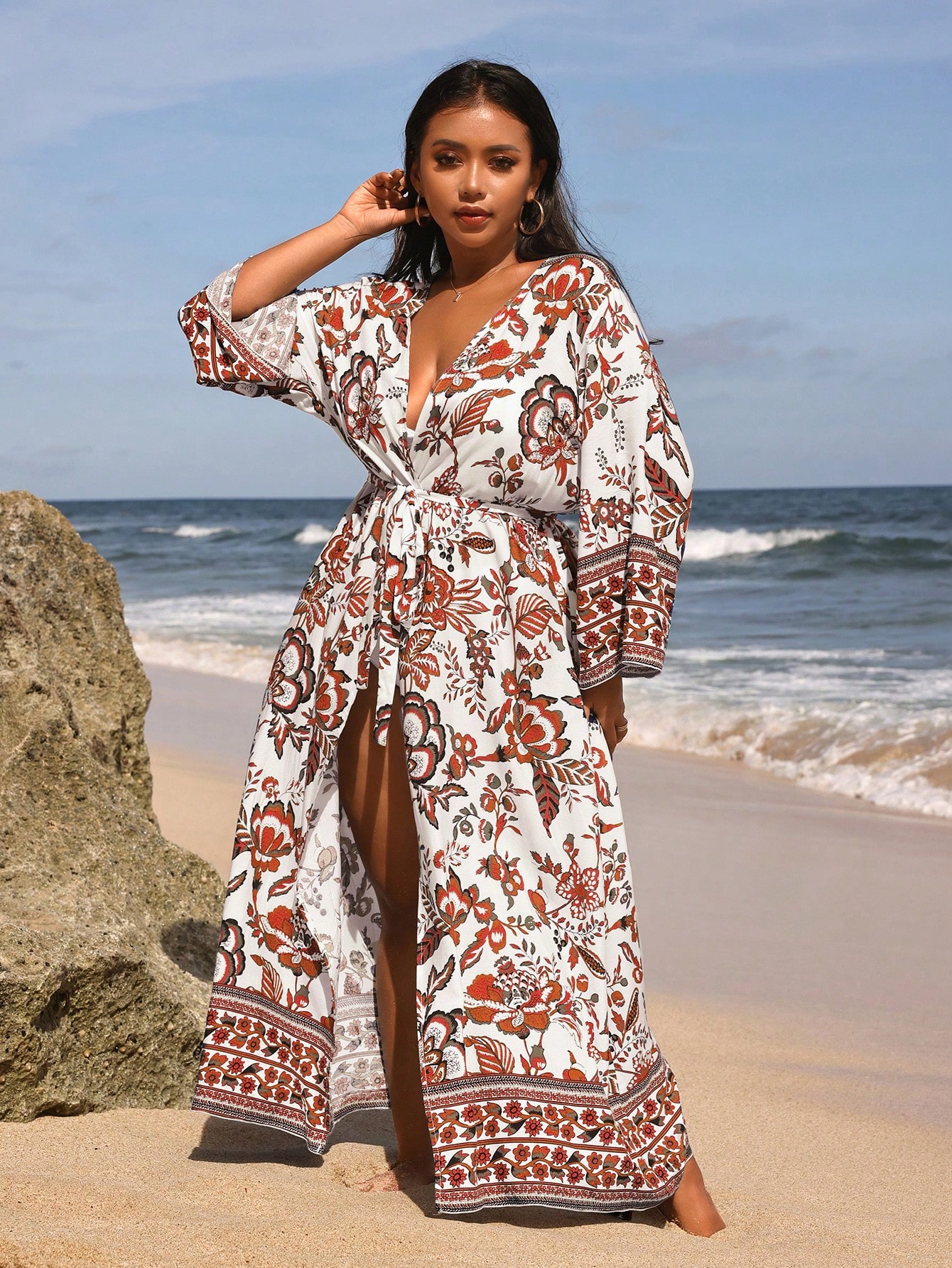 In Long Sleeve Plus Size Kimonos