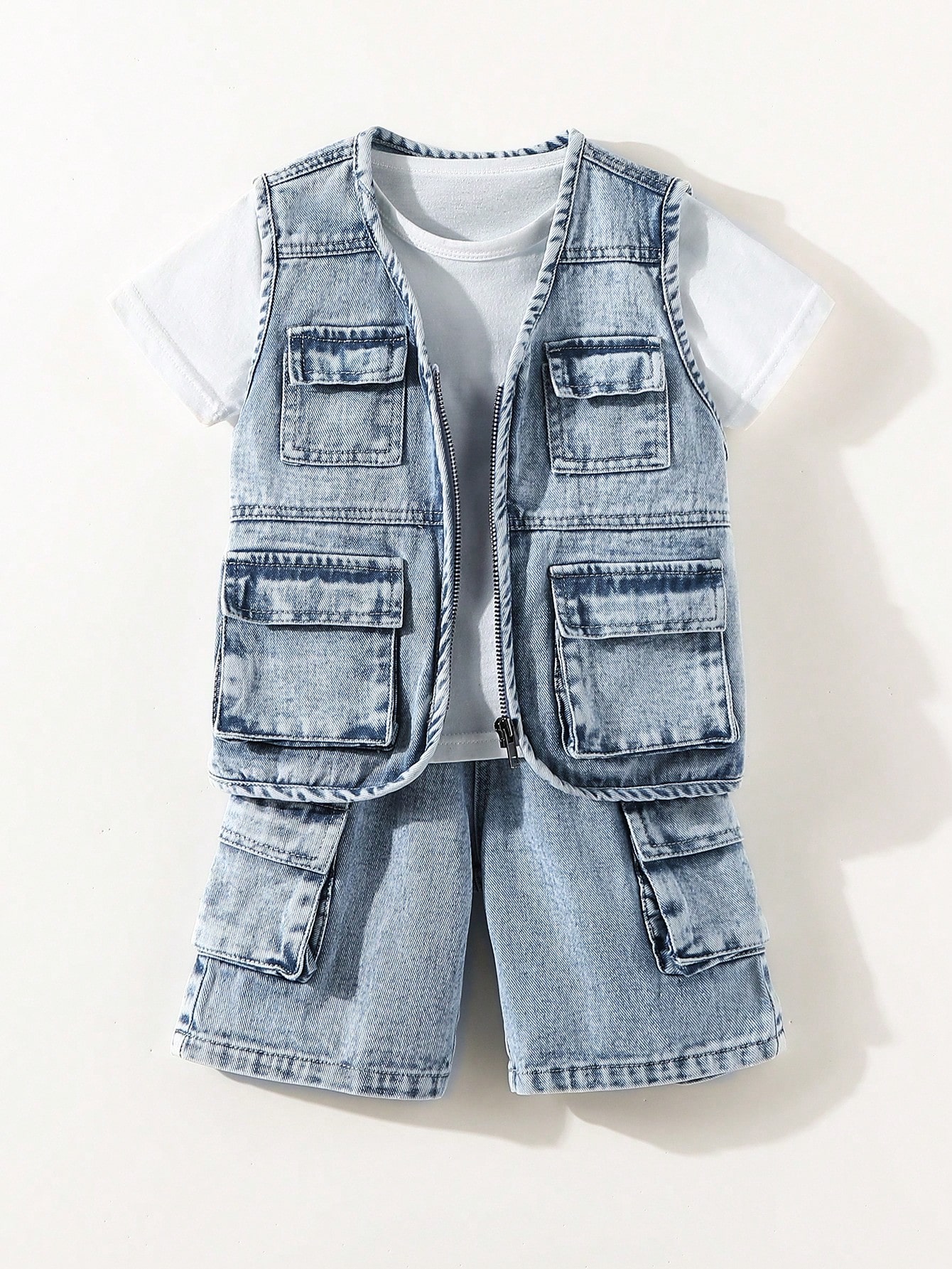 Young Boys Denim Two-piece Outfits