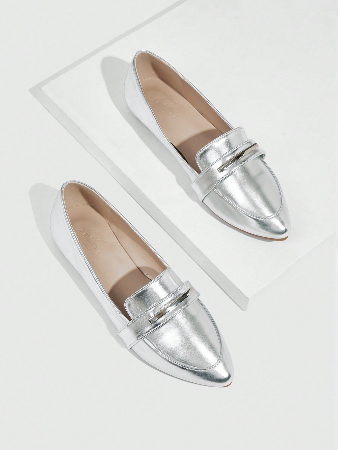 In Silver Women Flats