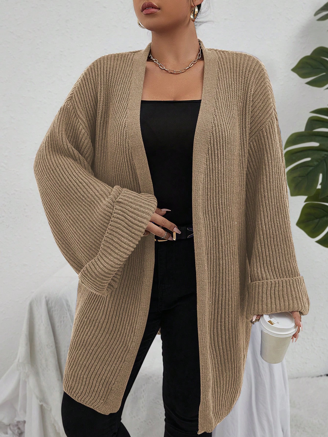 In Long Sleeve Plus Size Cardigans