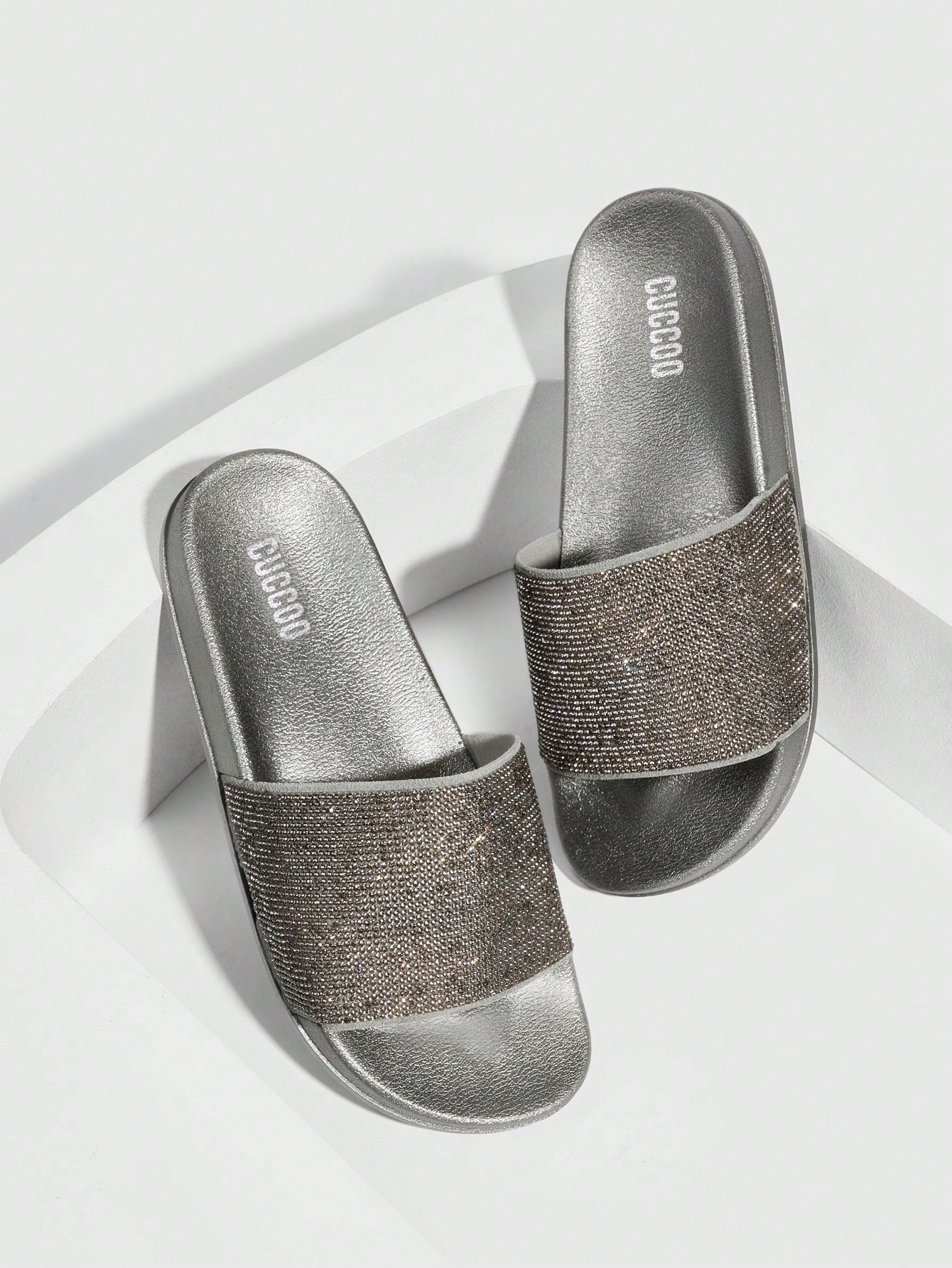 In Silver Women Slippers