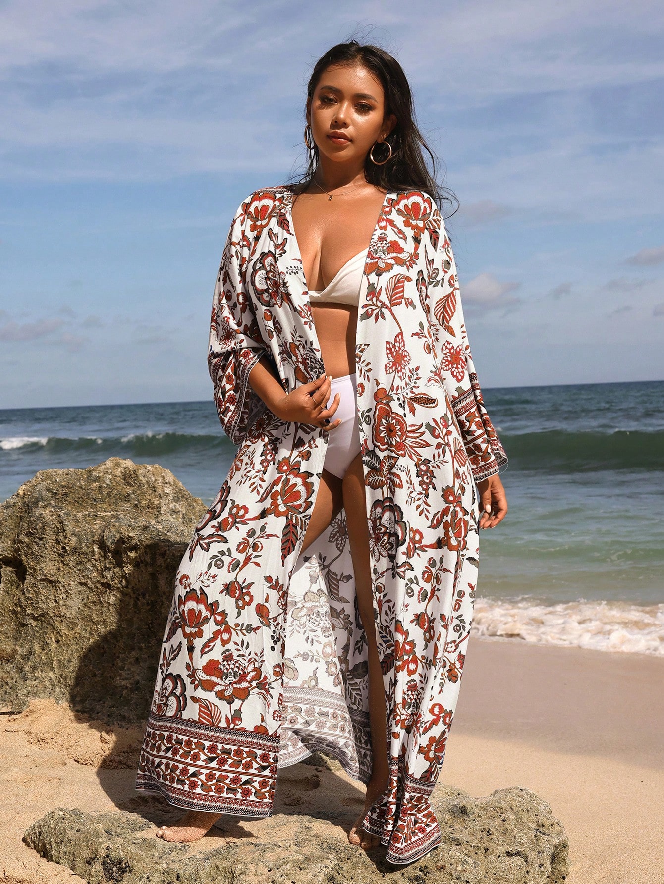 In Long Sleeve Plus Size Kimonos