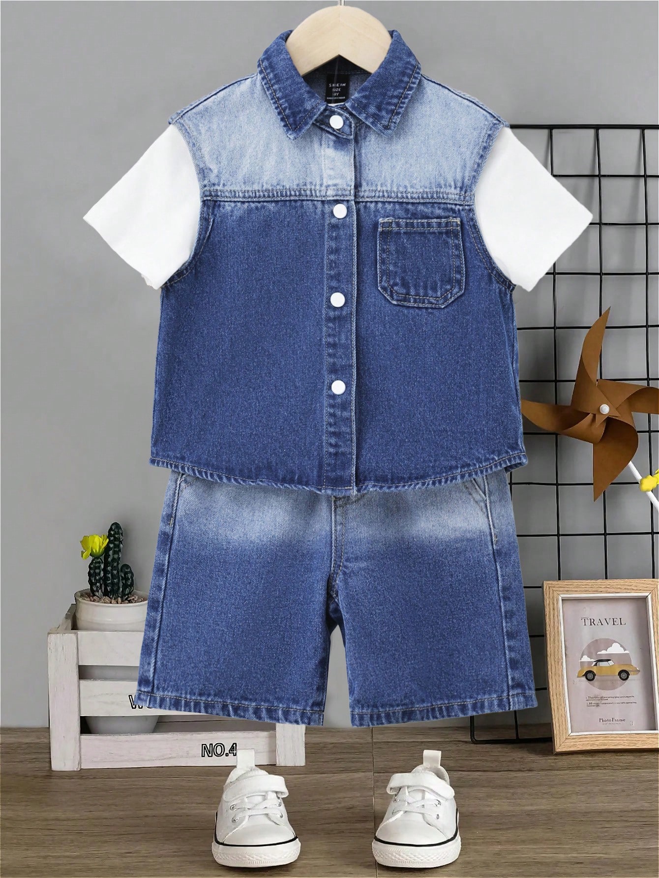 Young Boys Denim Two-piece Outfits