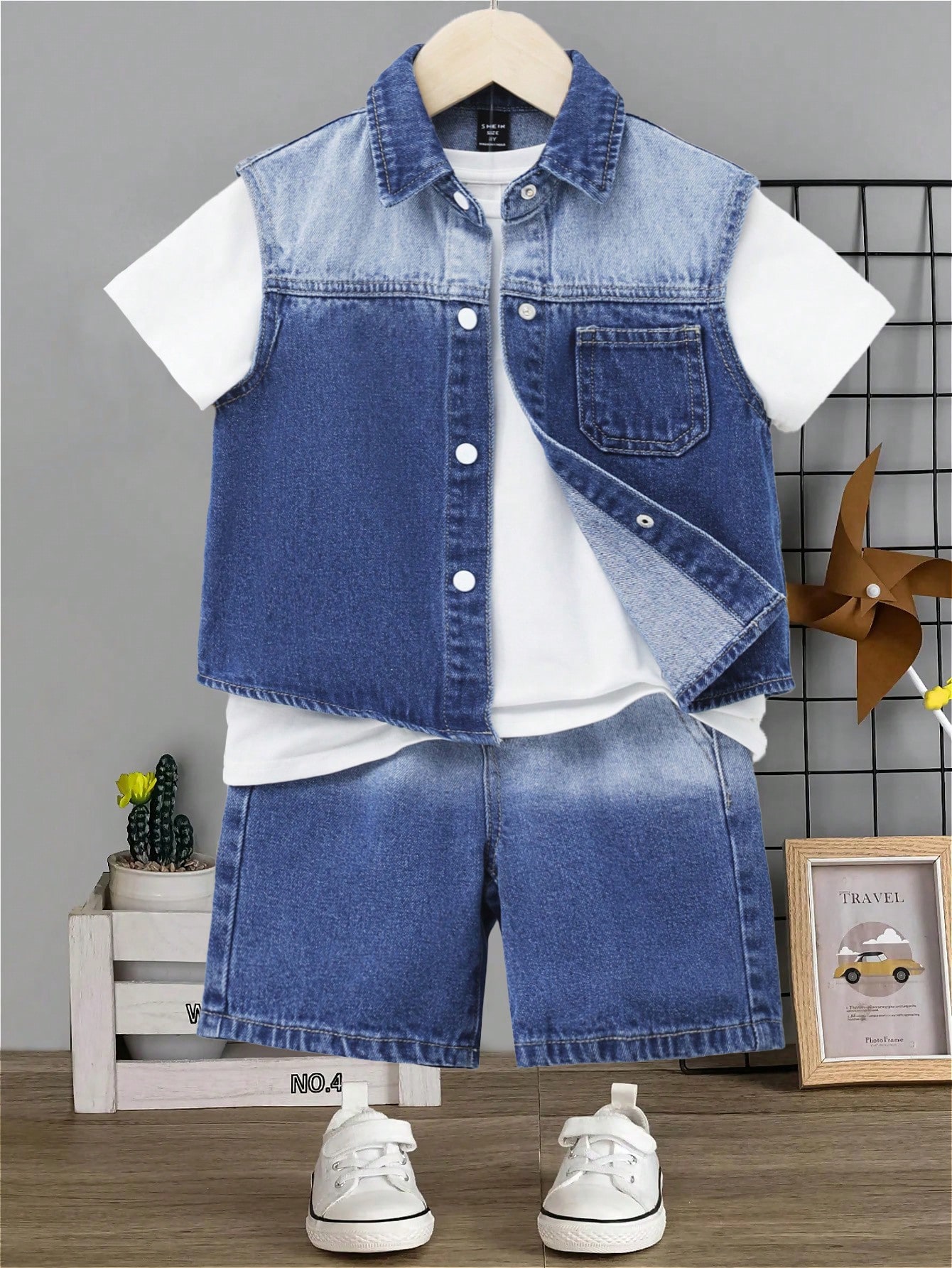 Young Boys Denim Two-piece Outfits