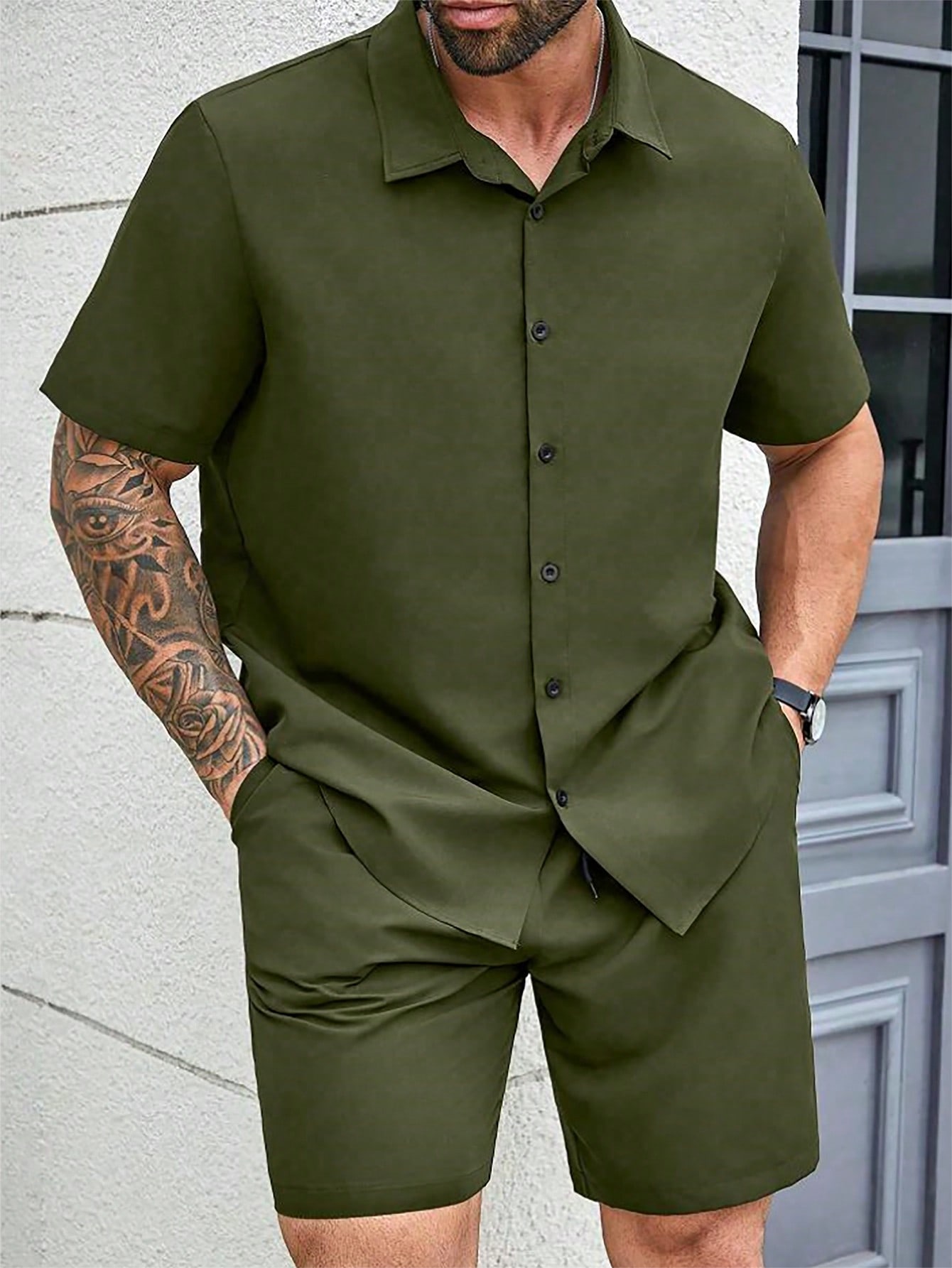 Men Plus Size Shirt Co-ords