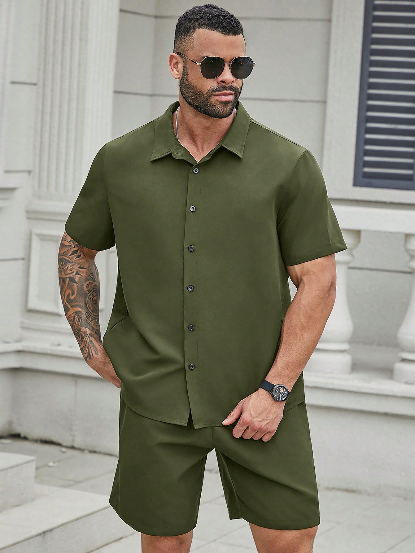 Men Plus Size Shirt Co-ords