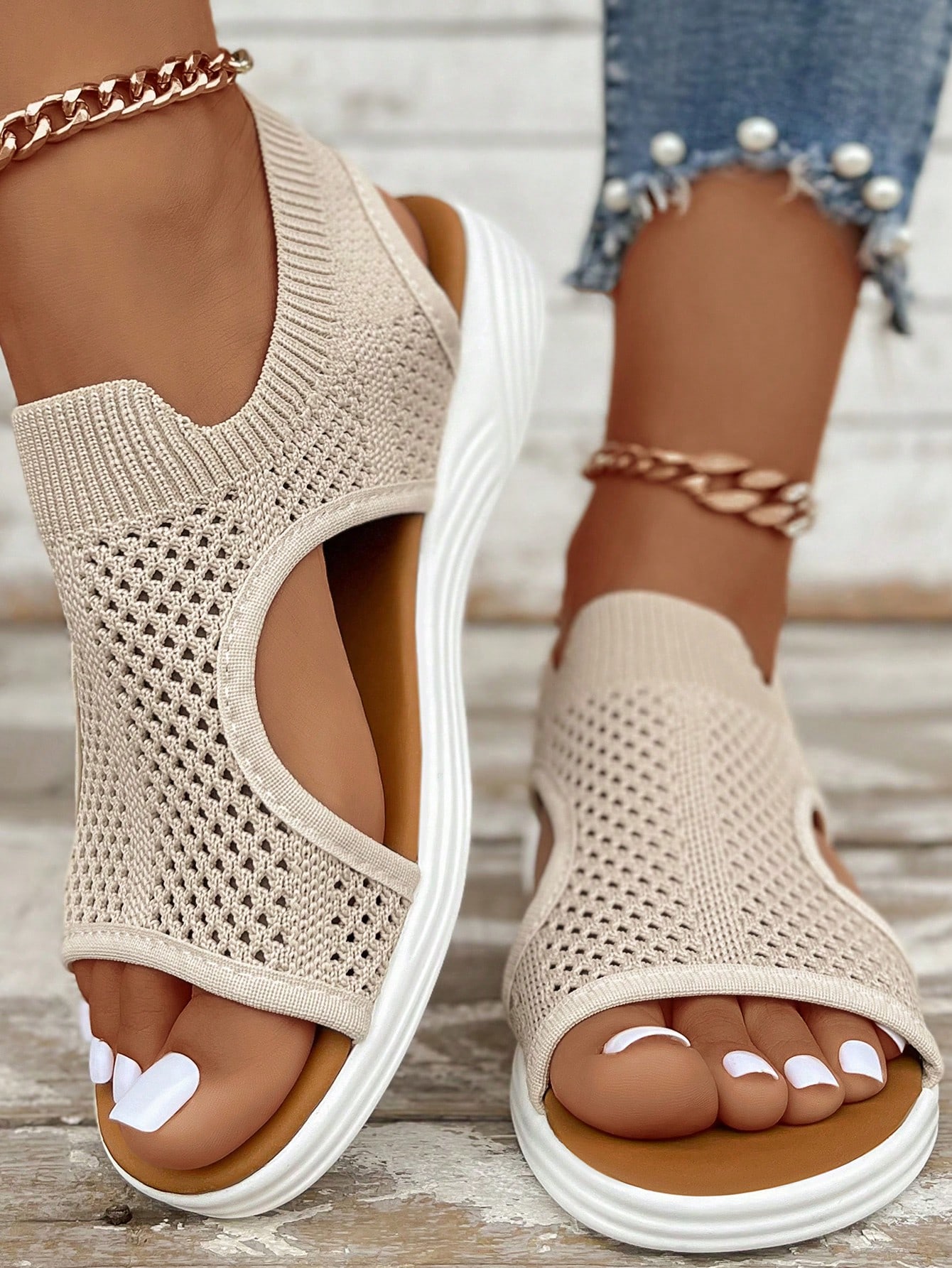 In Beige Women Platforms & Wedge Sandals