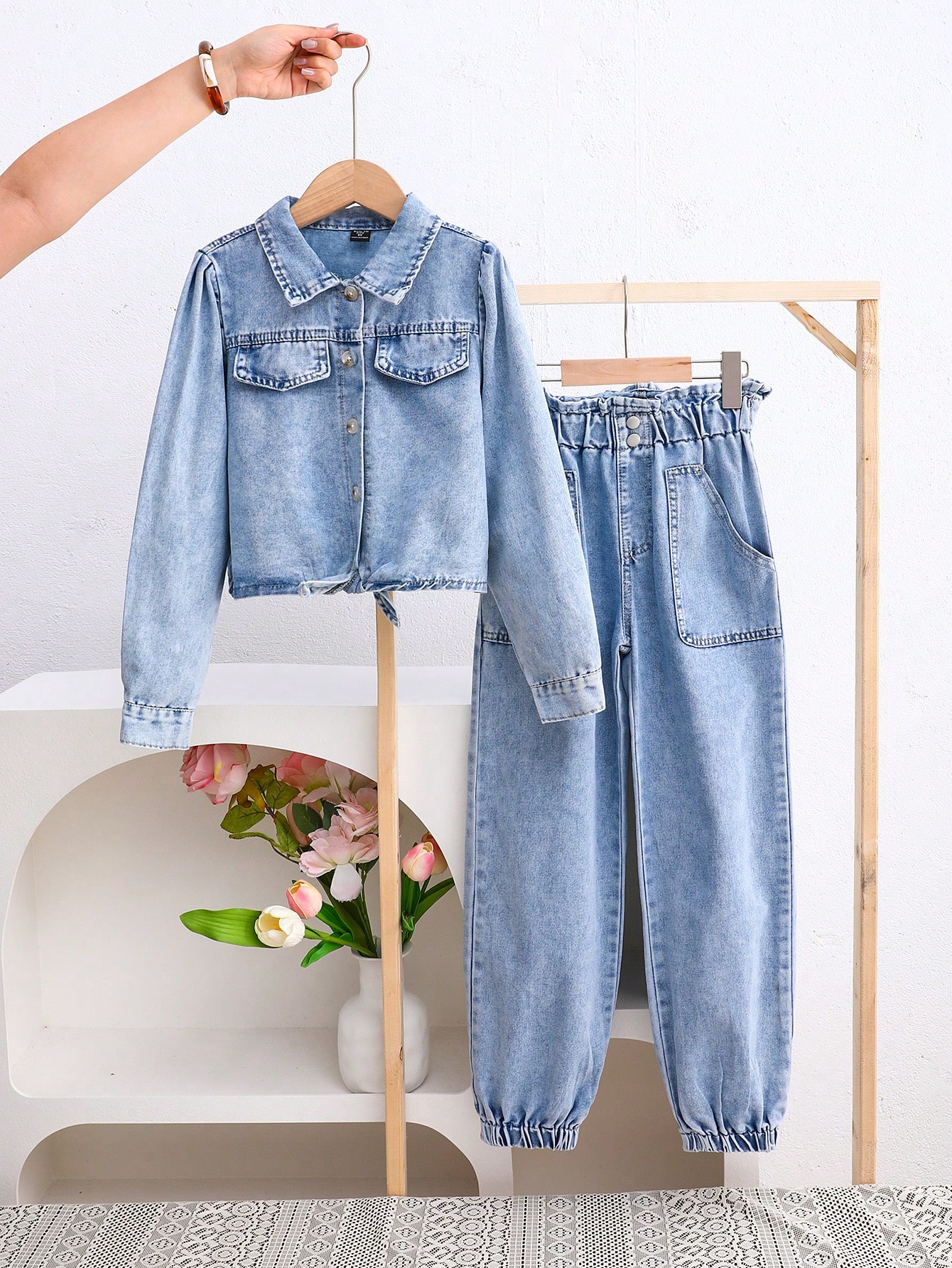 Tween Girls Denim Two-piece Outfits