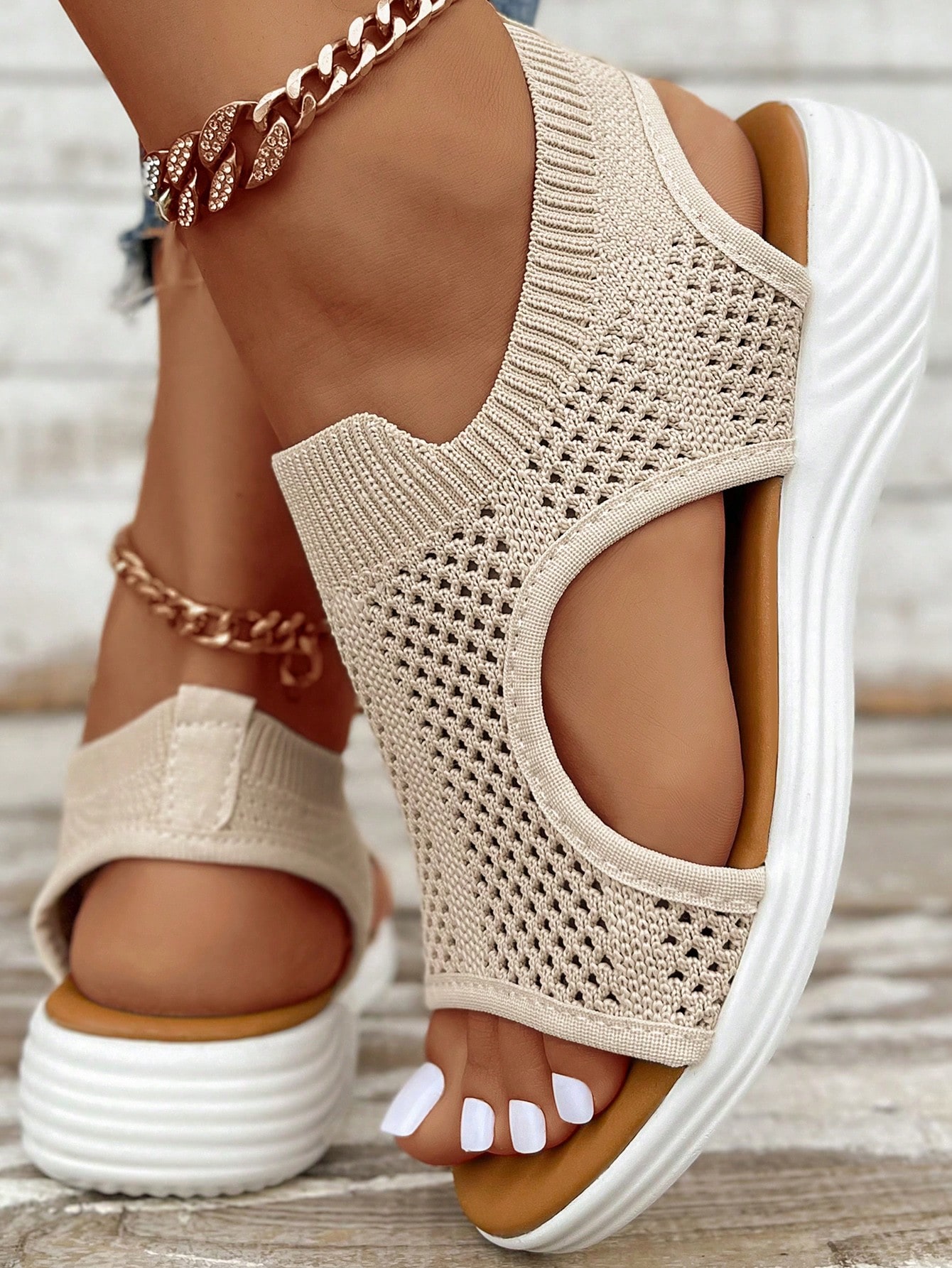 In Beige Women Platforms & Wedge Sandals