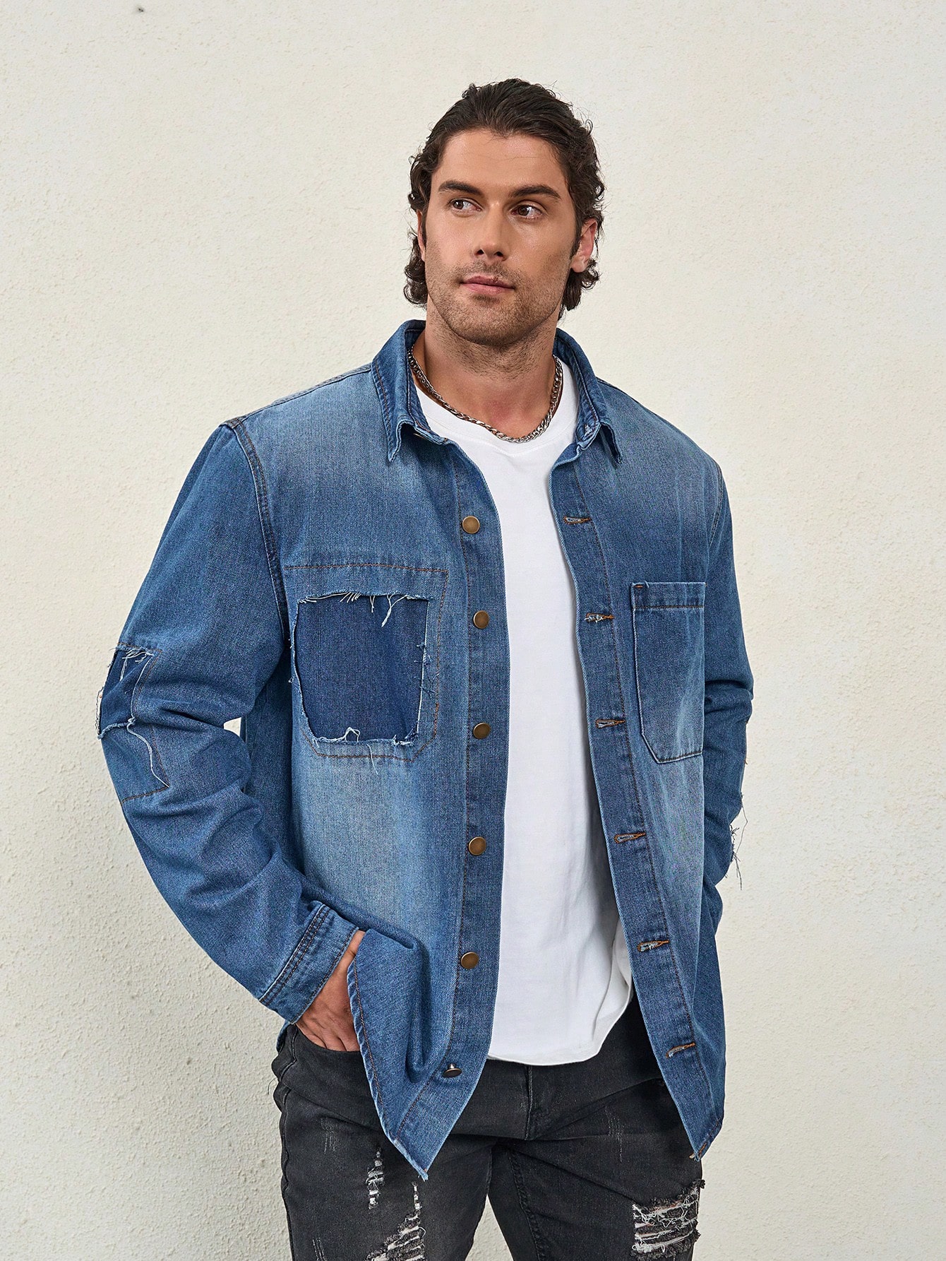 Men Plus Size Denim Shirts