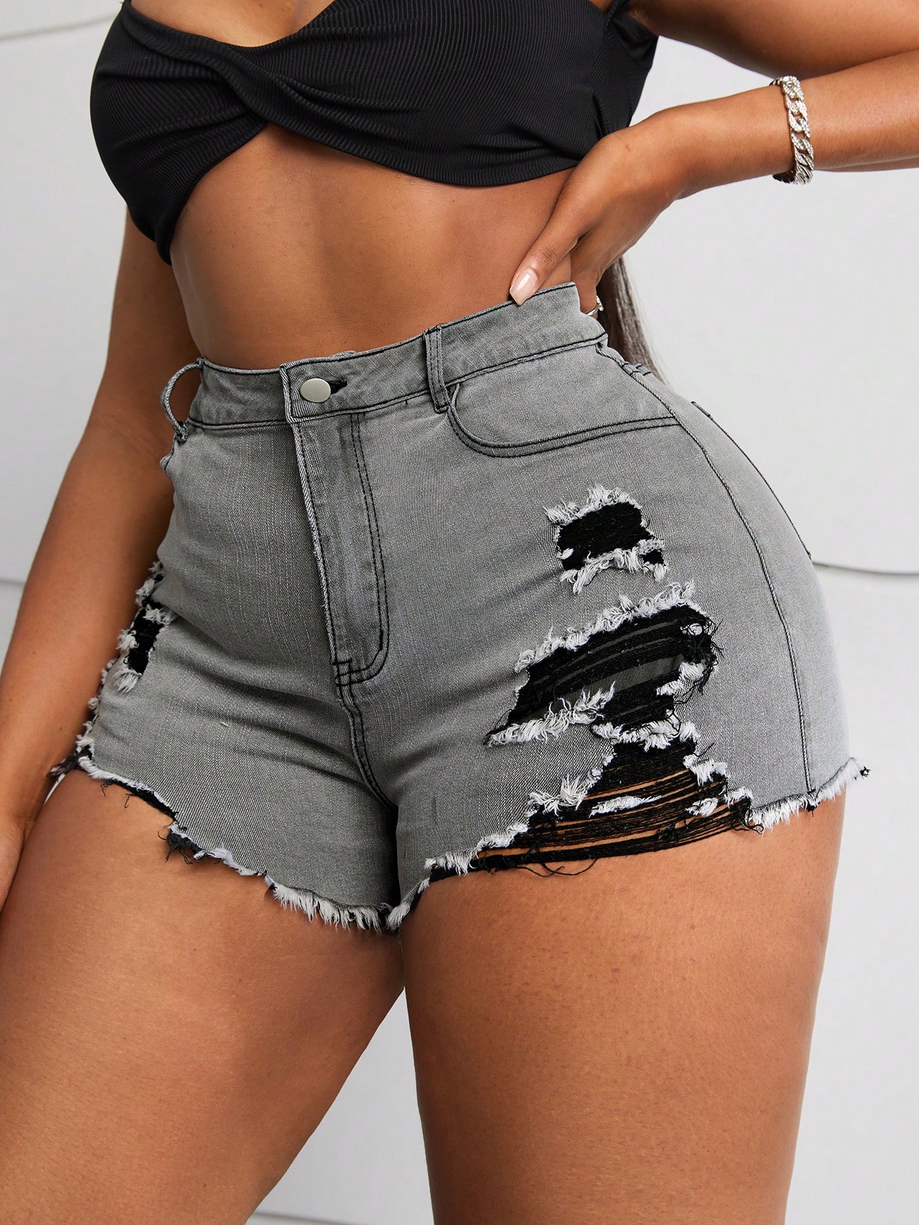 Plus Size Denim Shorts