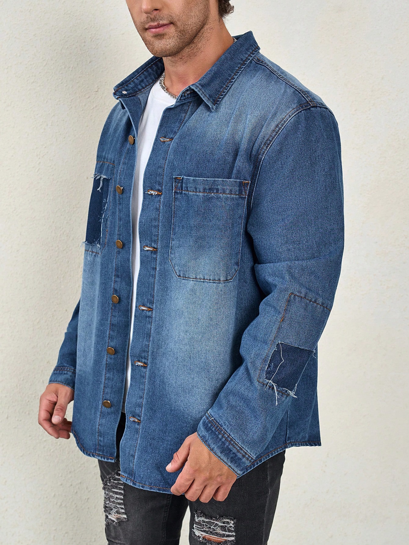 Men Plus Size Denim Shirts