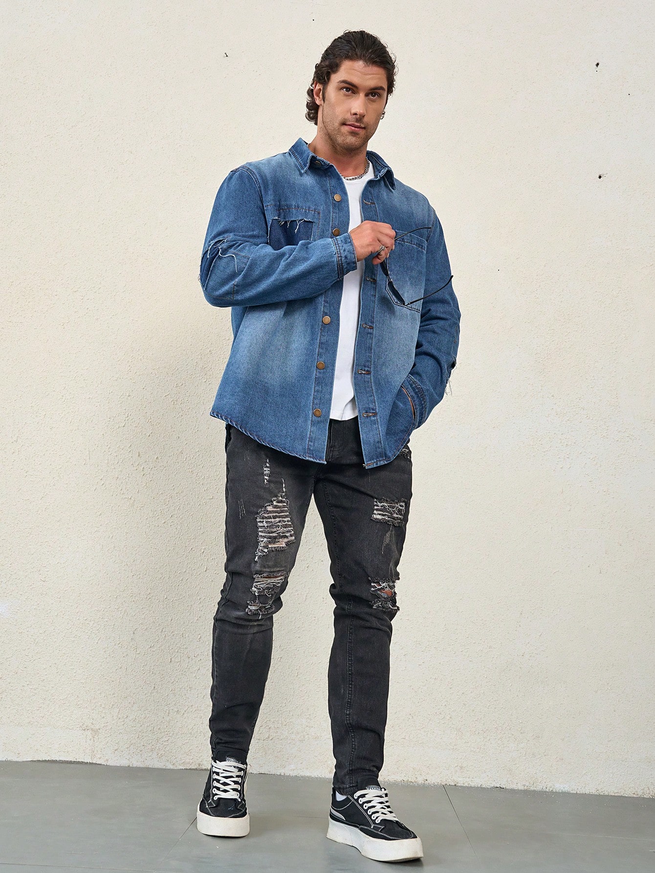 Men Plus Size Denim Shirts