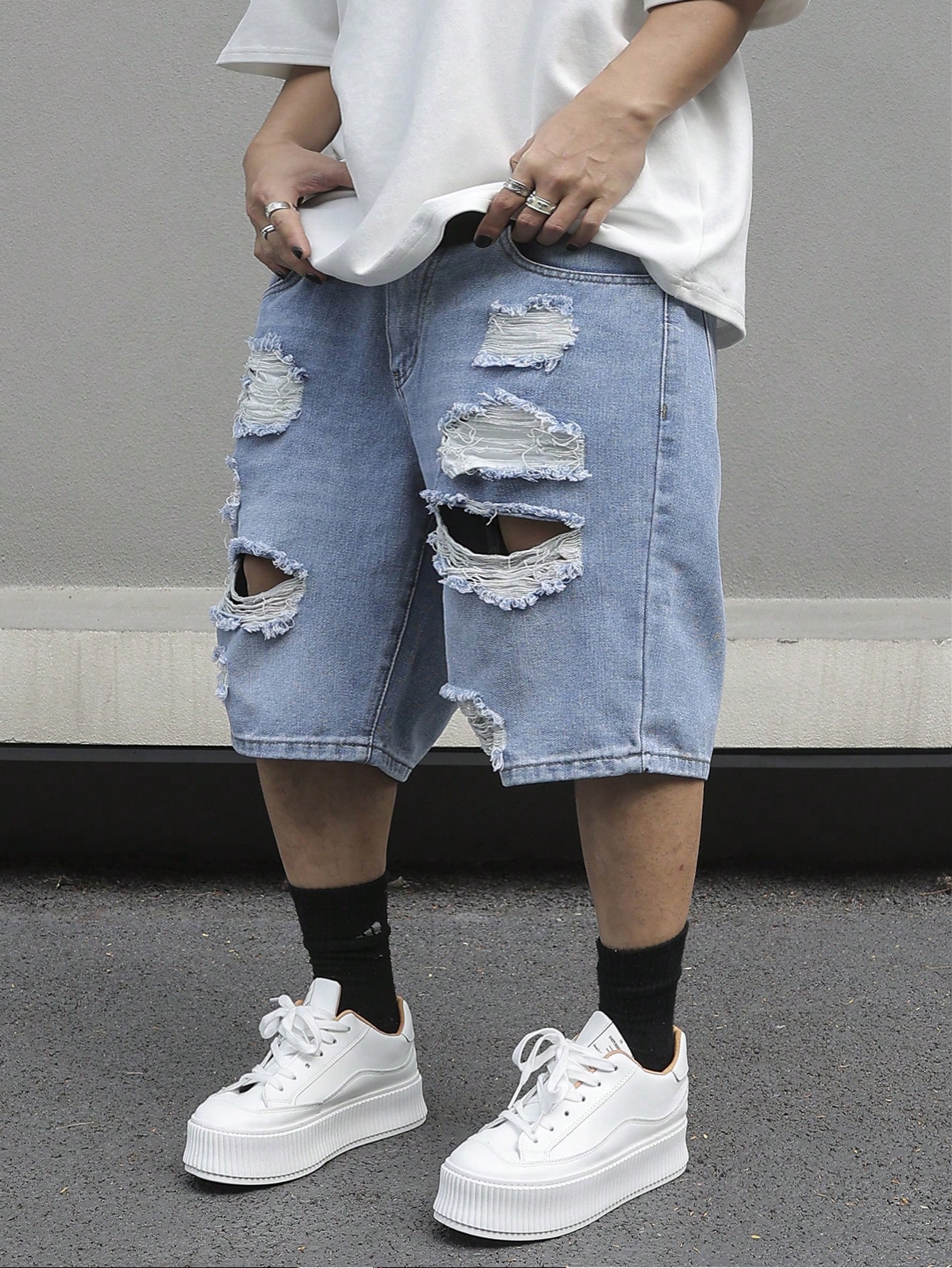 Men Plus Size Denim Shorts