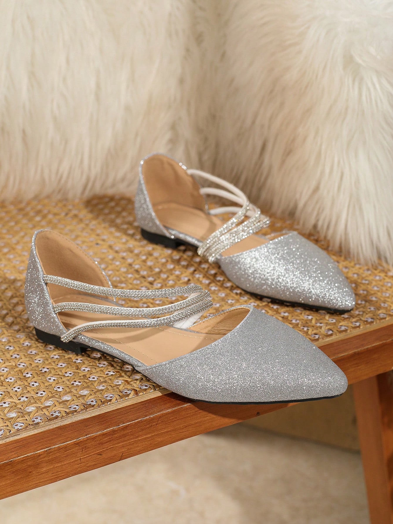 In Silver Women Flats