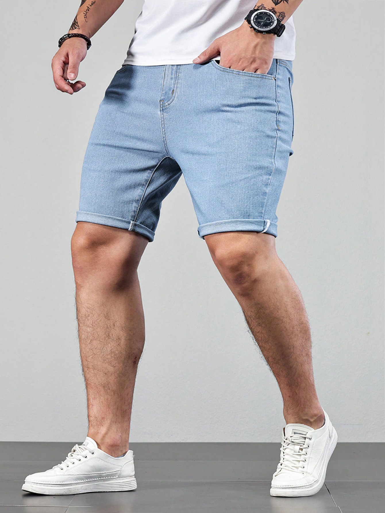 Men Plus Size Denim Shorts