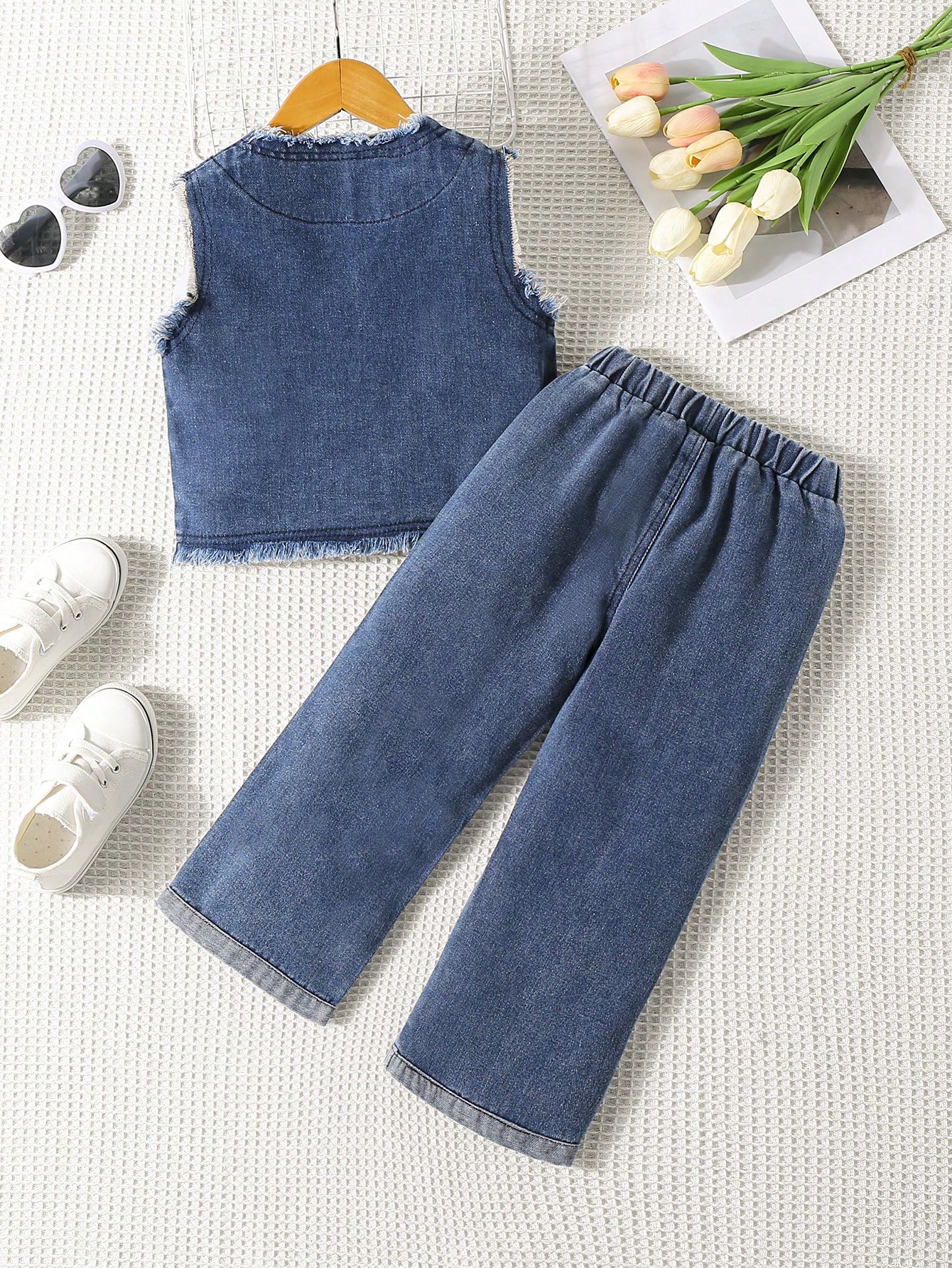 Young Girls Denim Two-piece Outfits