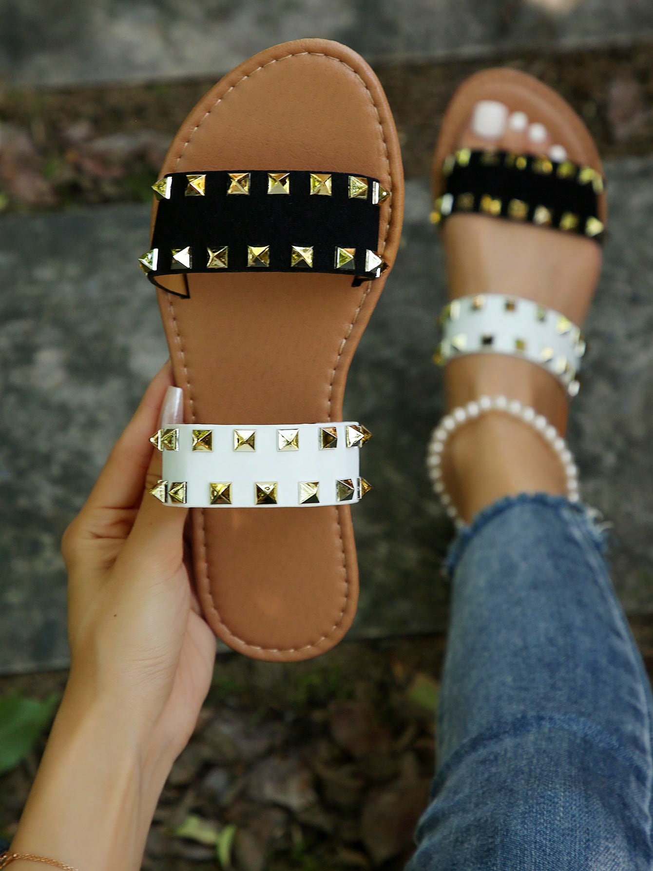 In Black and White Women Sandals