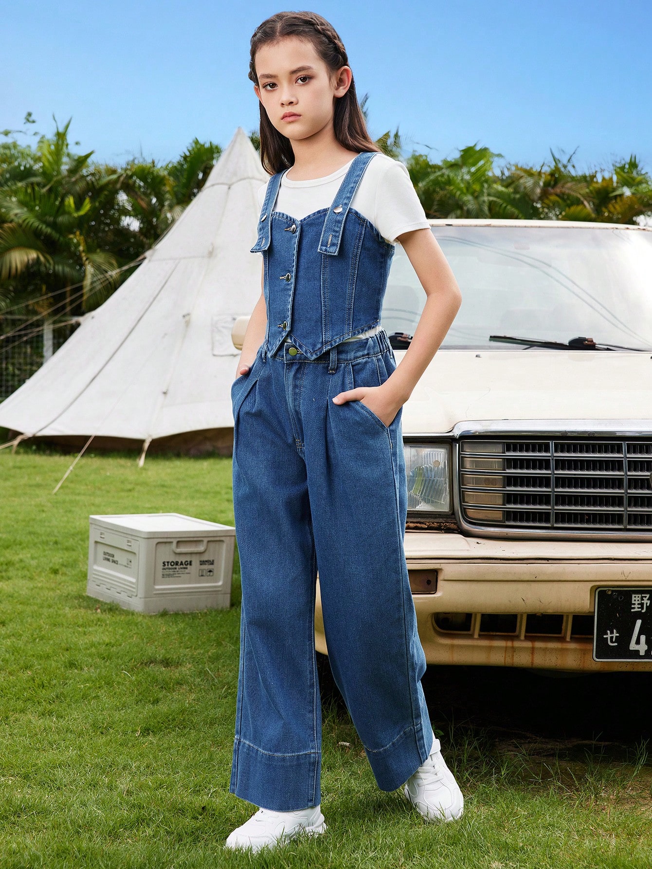 Tween Girls Denim Two-piece Outfits