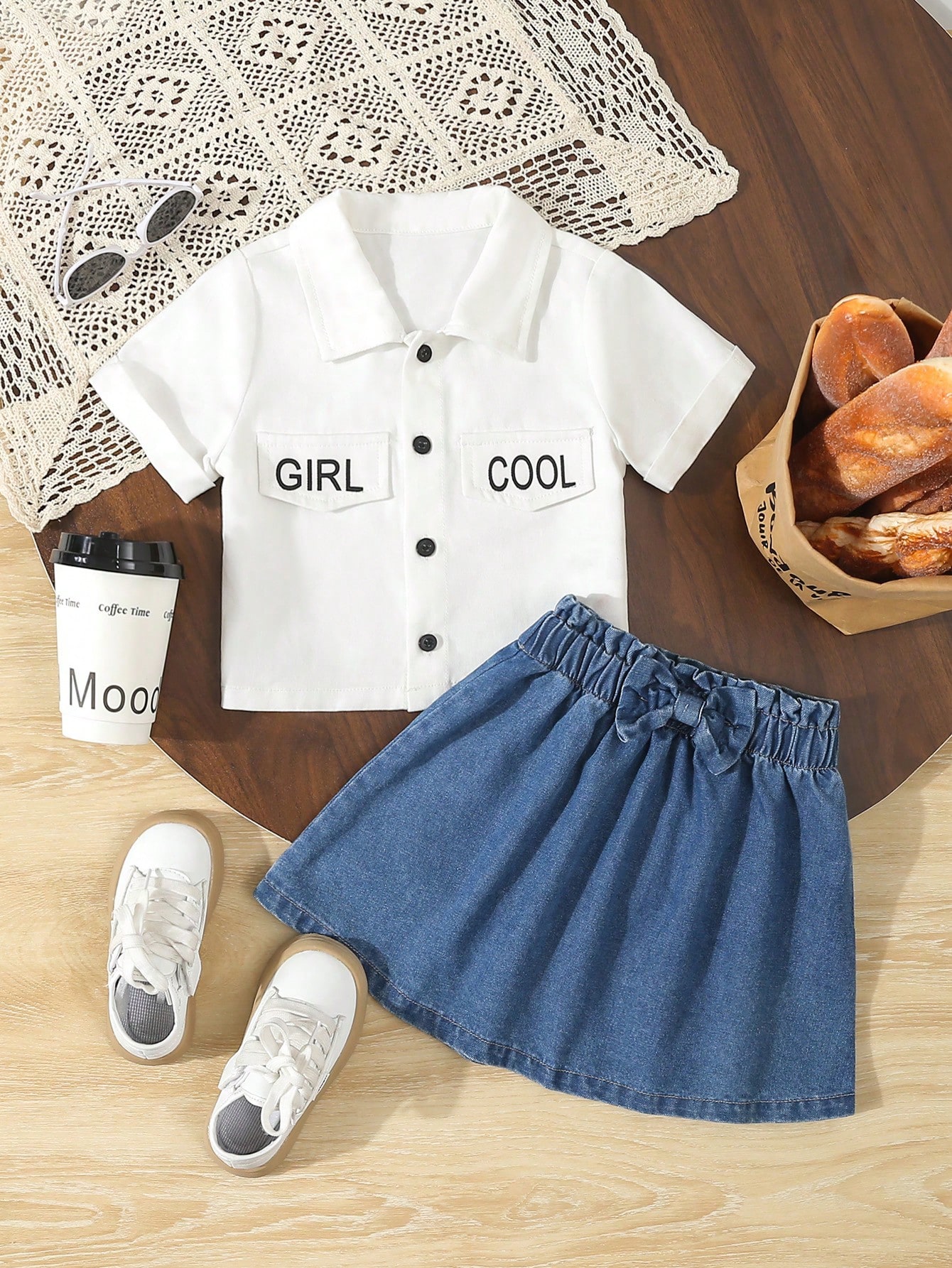 Young Girls Denim Two-piece Outfits