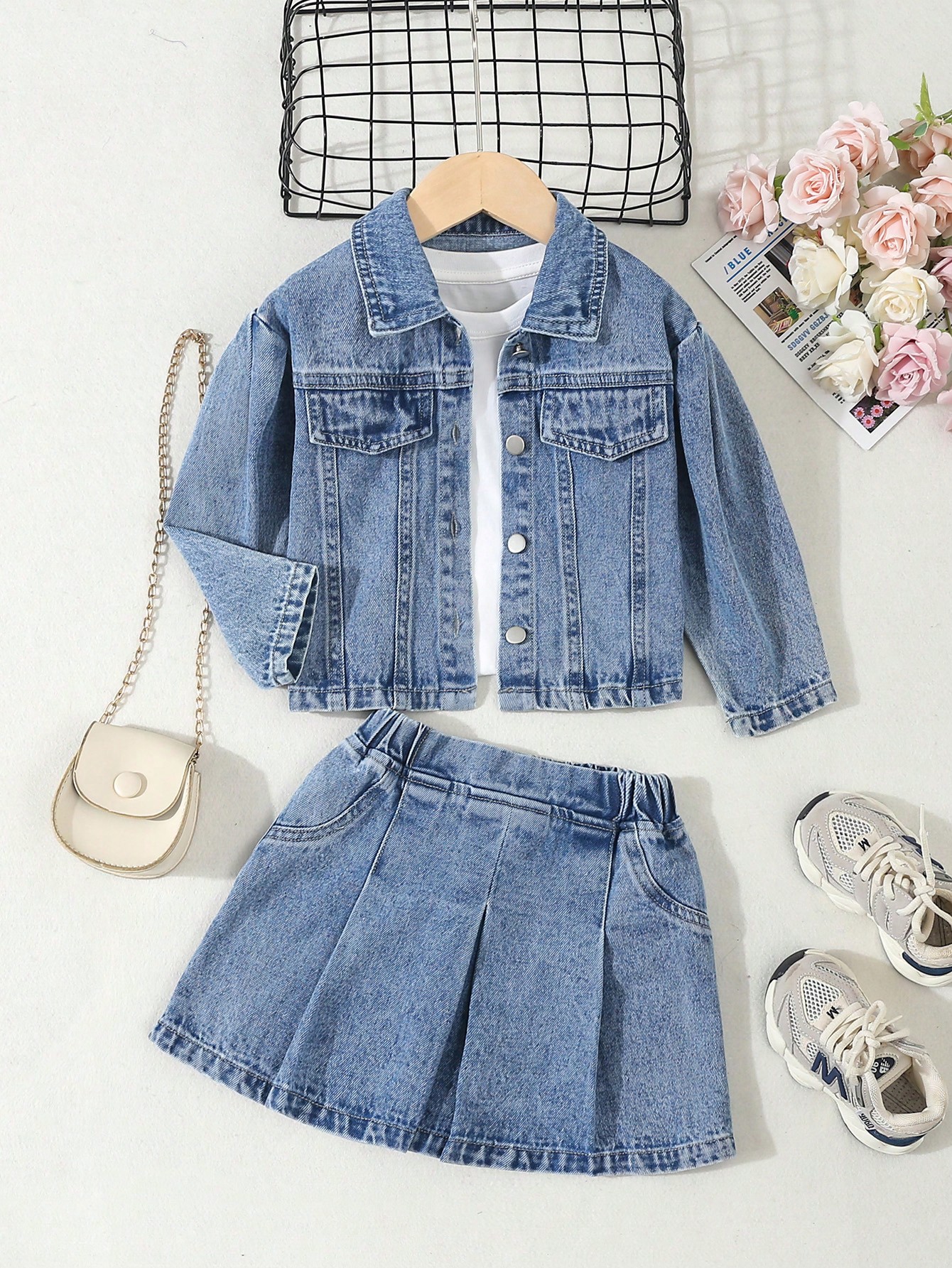 Young Girls Denim Two-piece Outfits