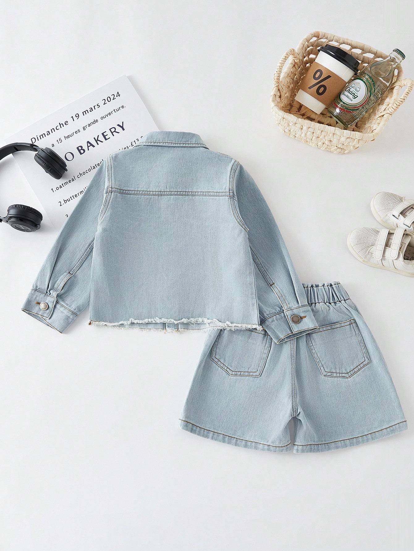 Young Girls Denim Two-piece Outfits