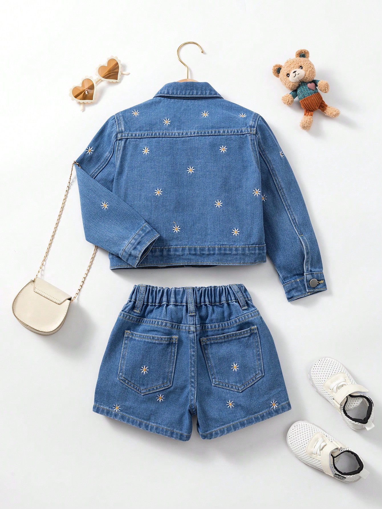 Young Girls Denim Two-piece Outfits