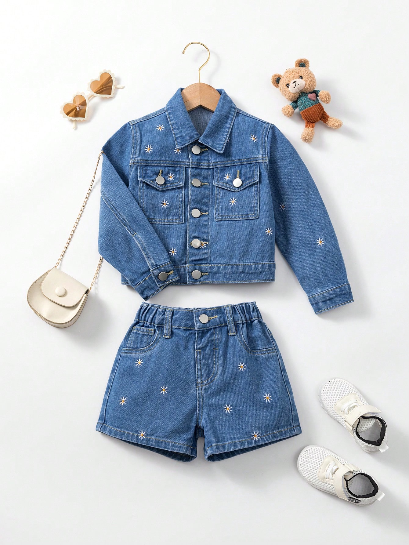 Young Girls Denim Two-piece Outfits