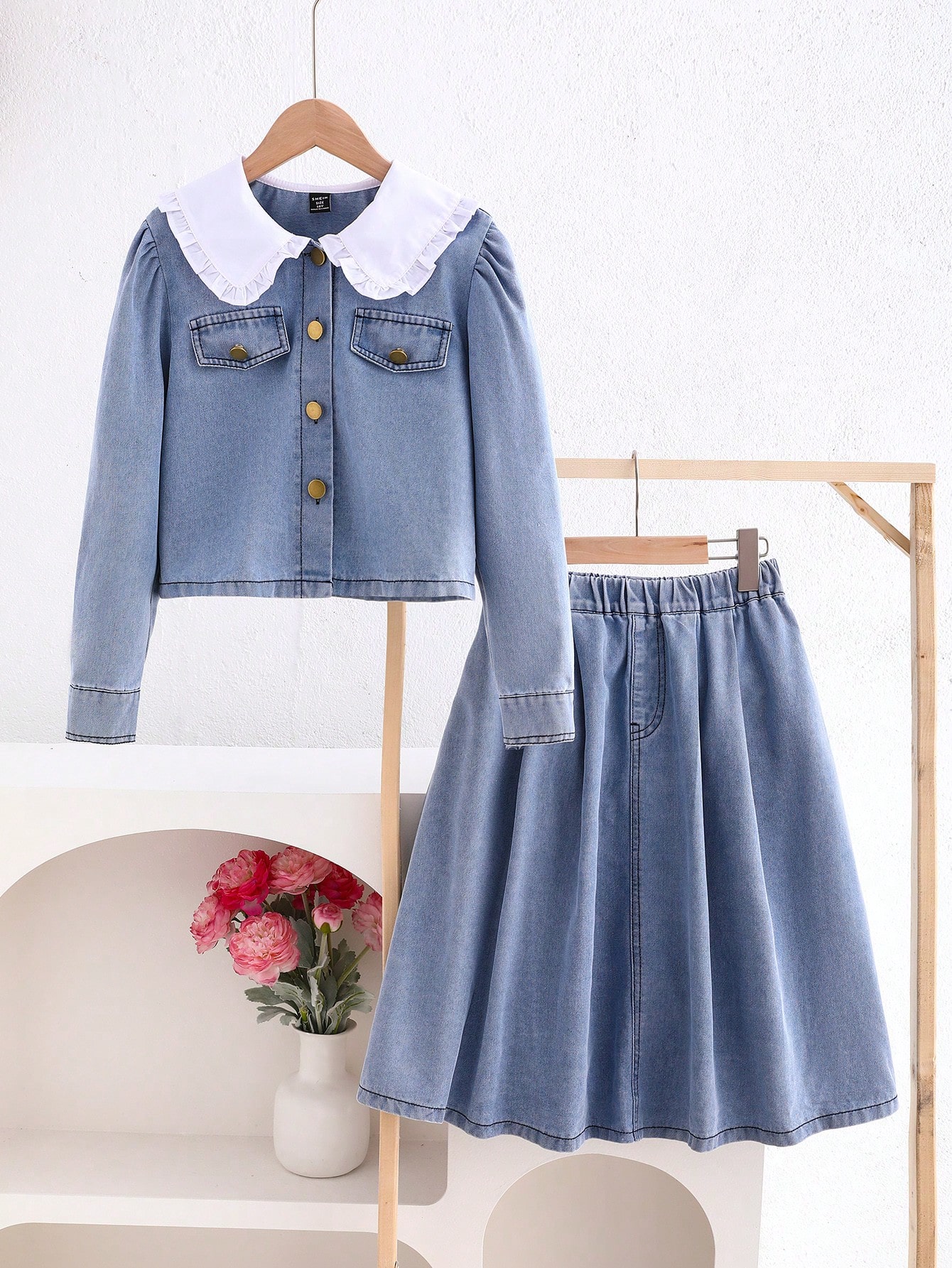 Tween Girls Denim Two-piece Outfits