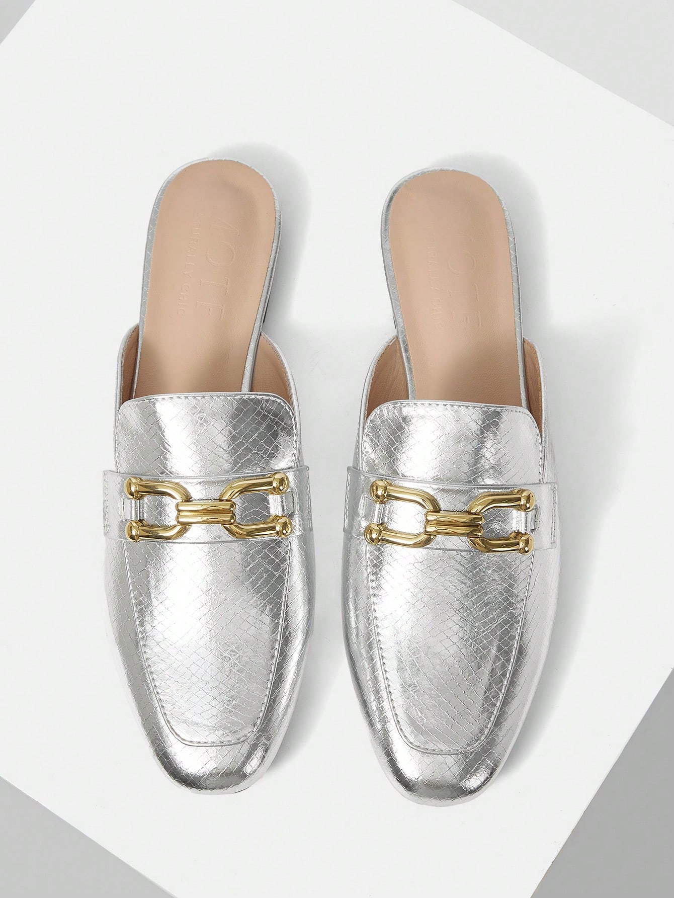 In Silver Women Flats