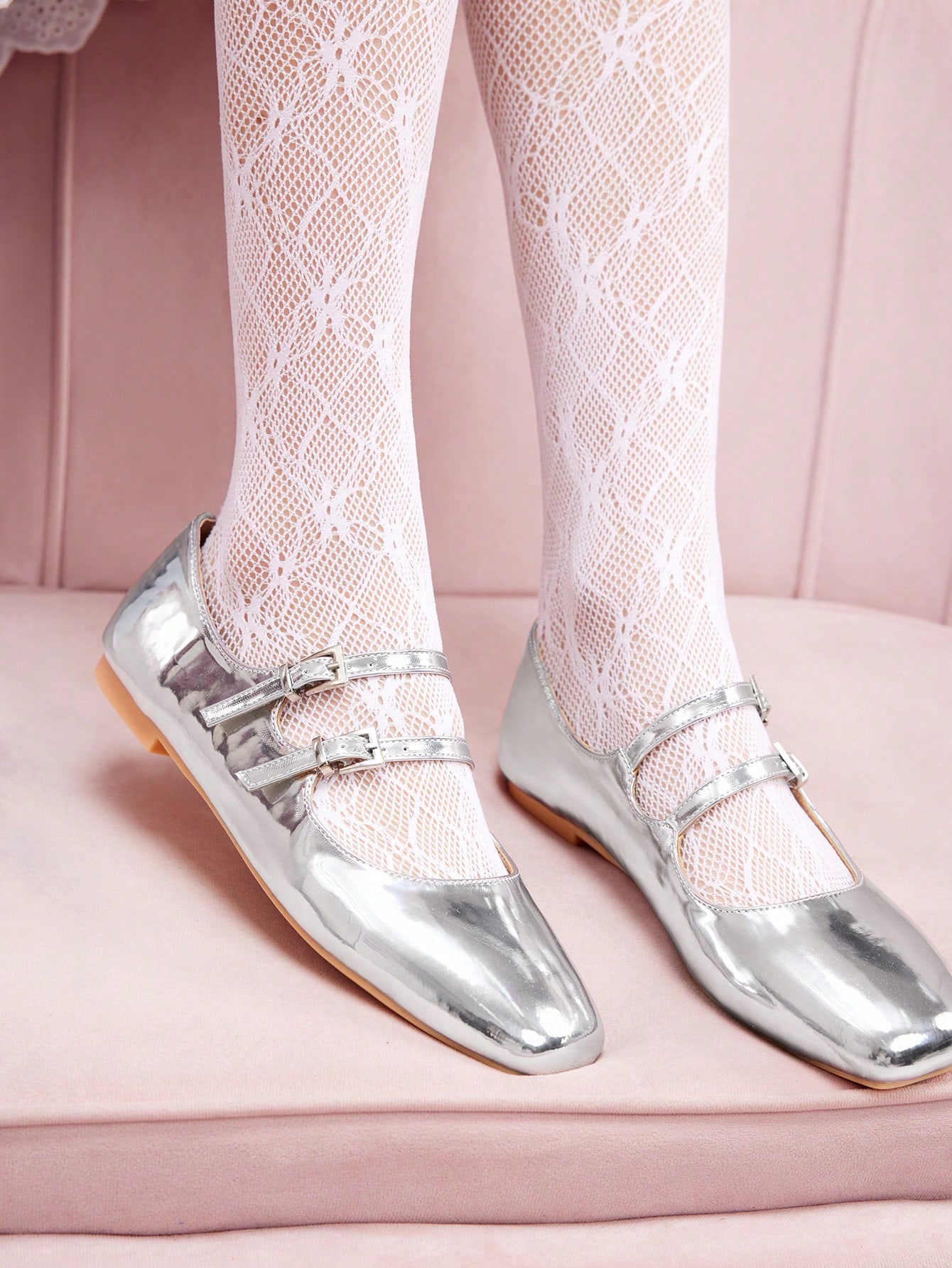 In Silver Women Flats