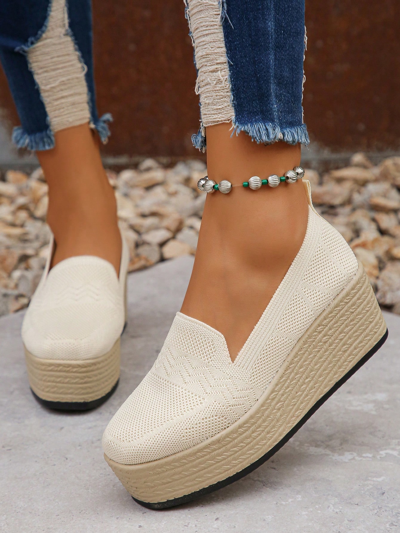 In Beige Women Wedges & Flatform