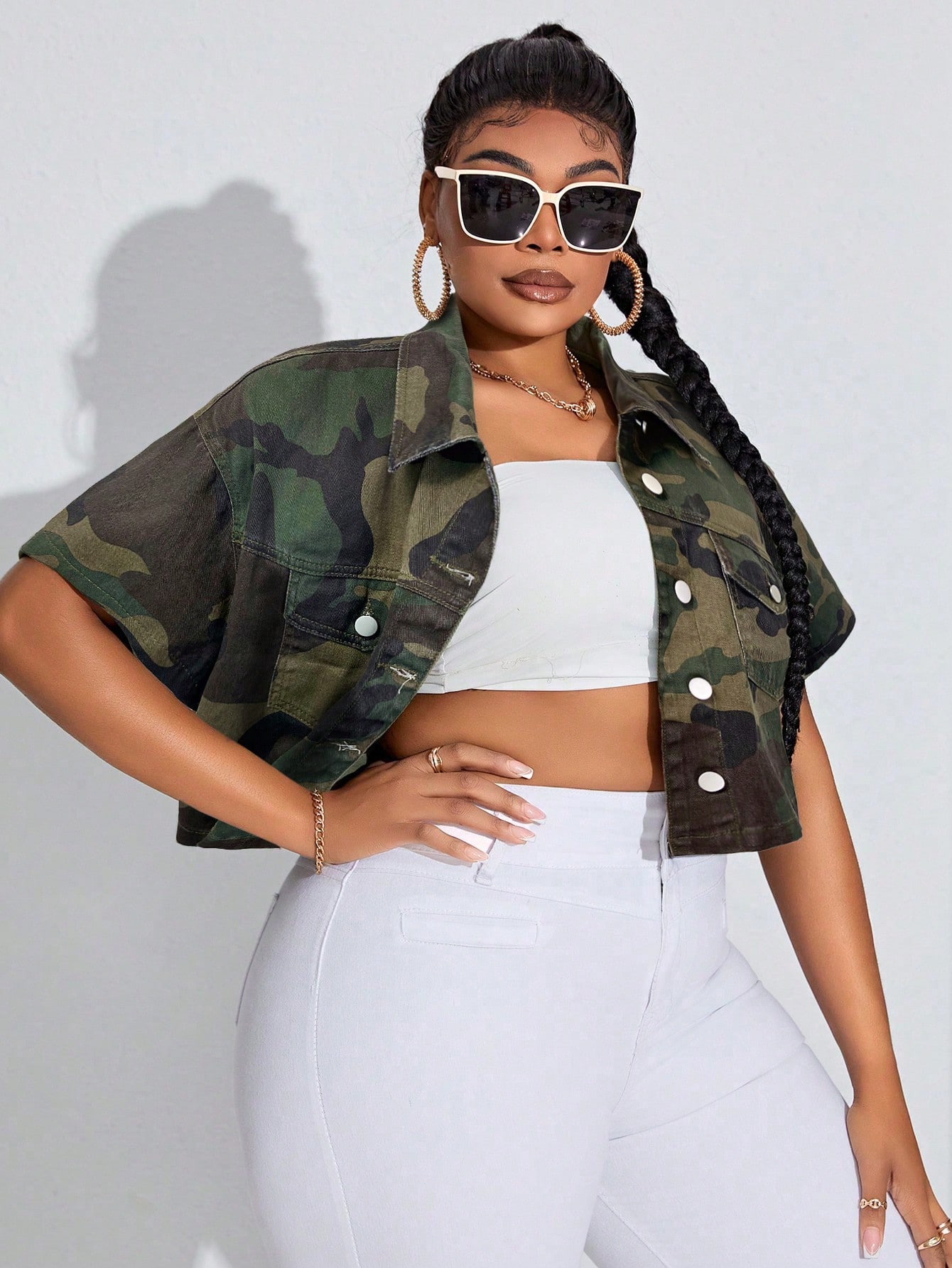 In Short Sleeve Plus Size Denim Jackets