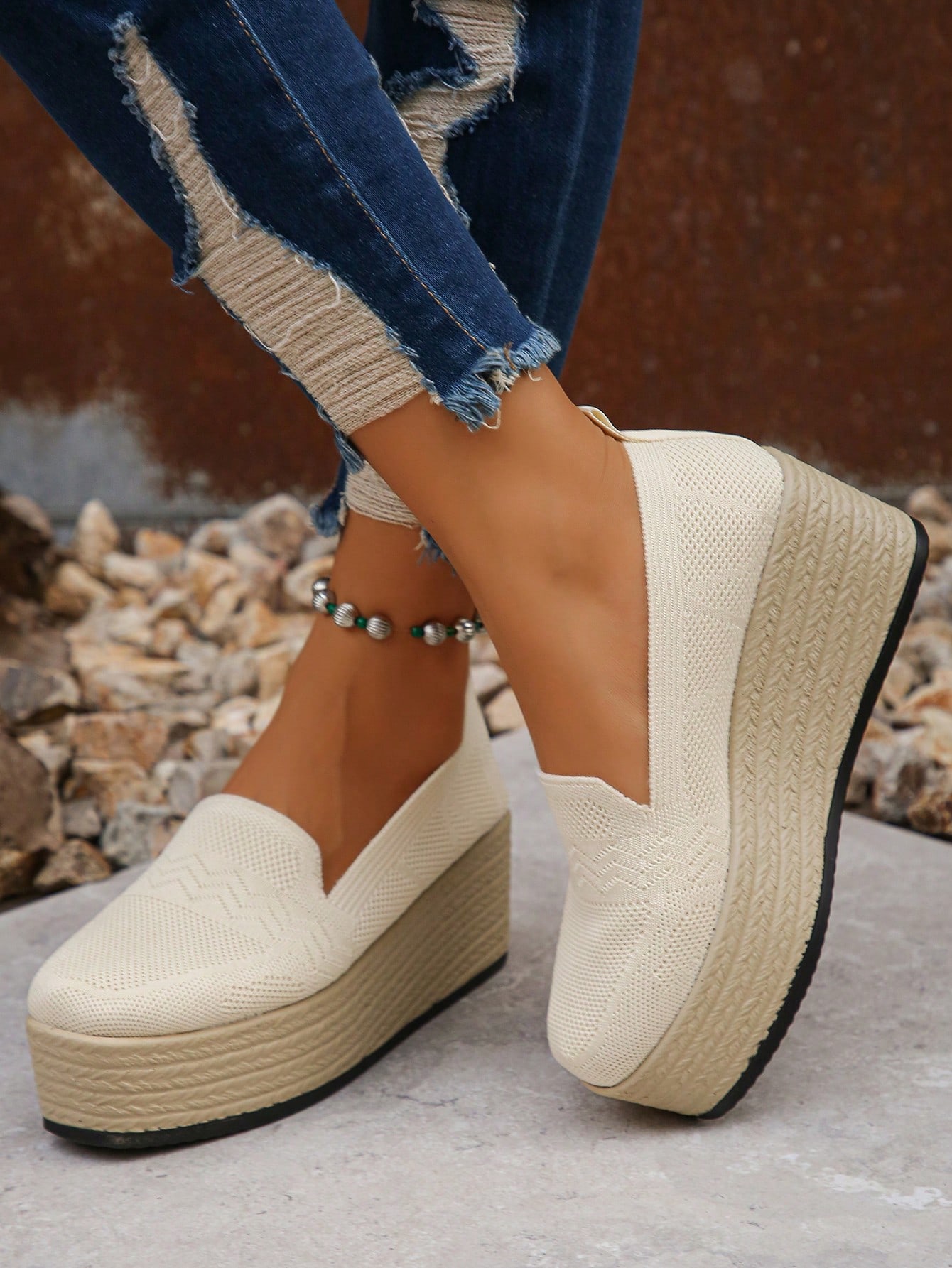 In Beige Women Wedges & Flatform