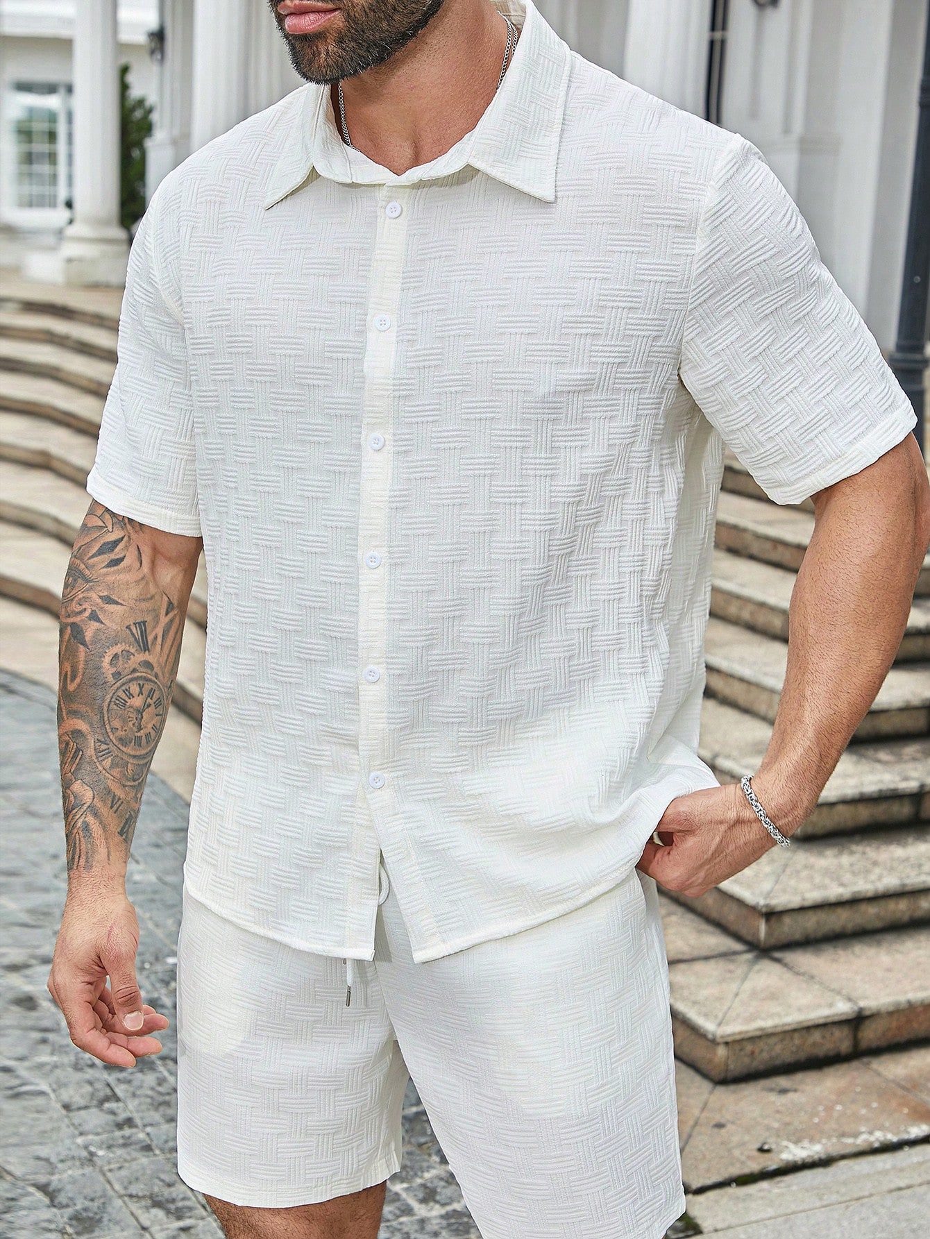 Men Plus Size Shirt Co-ords