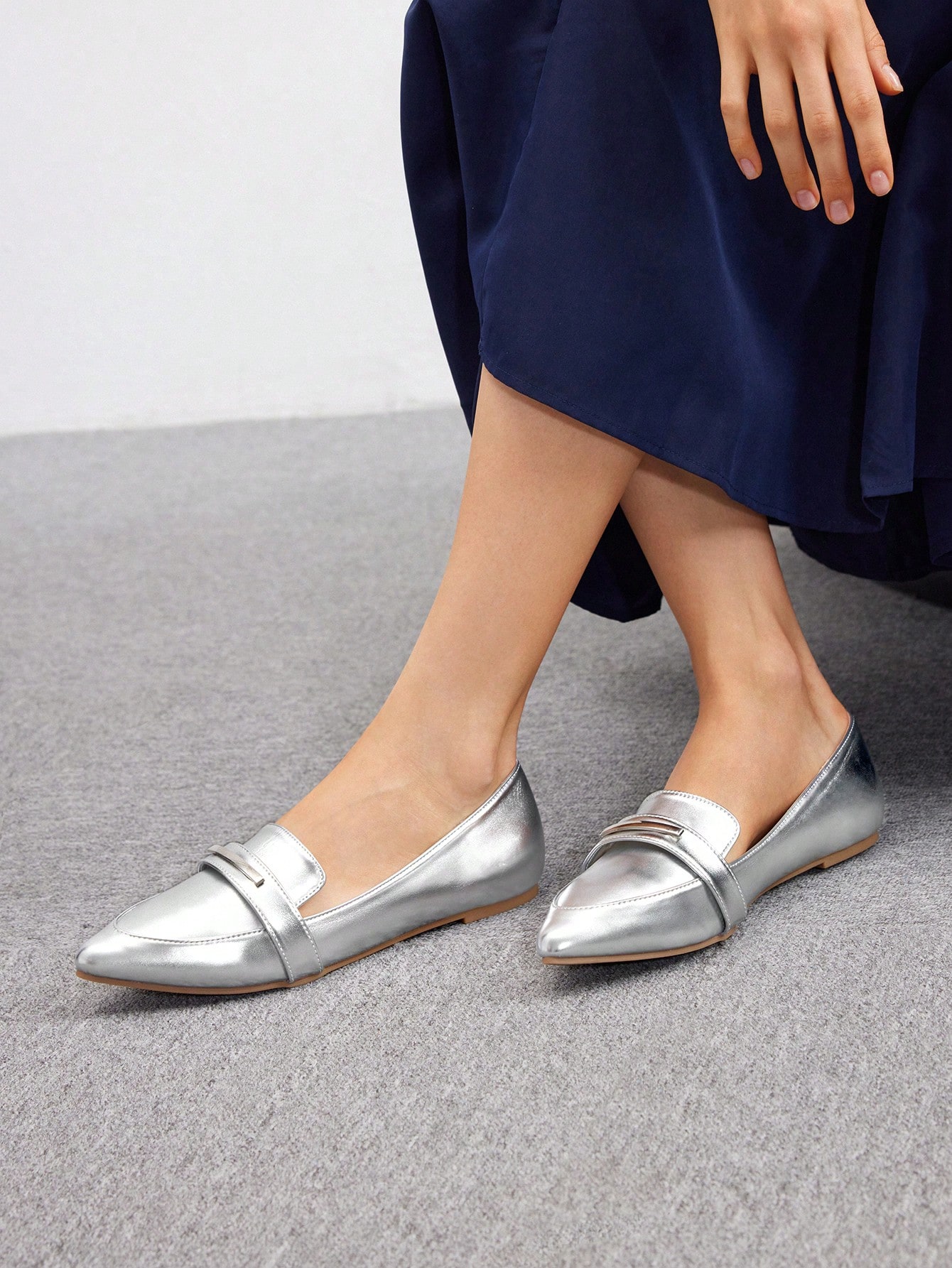 In Silver Women Flats